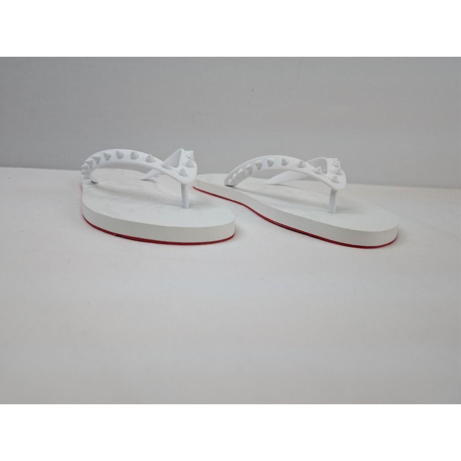Christian Louboutin o1rshd1 Loubi Flip Flat Slippers in White Size US 11 / EU 44 - 4 Thumbnail