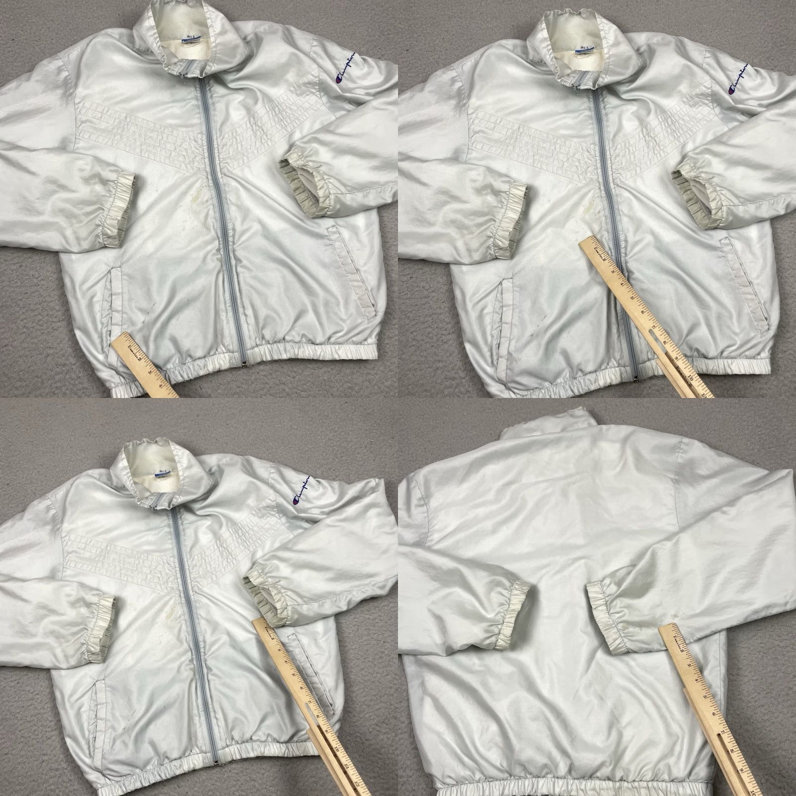 Champion VINTAGE Champion Jacket Mens M Silver Embroidered Windbreaker 80s Rare Size US M / EU 48-50 / 2 - 8 Thumbnail