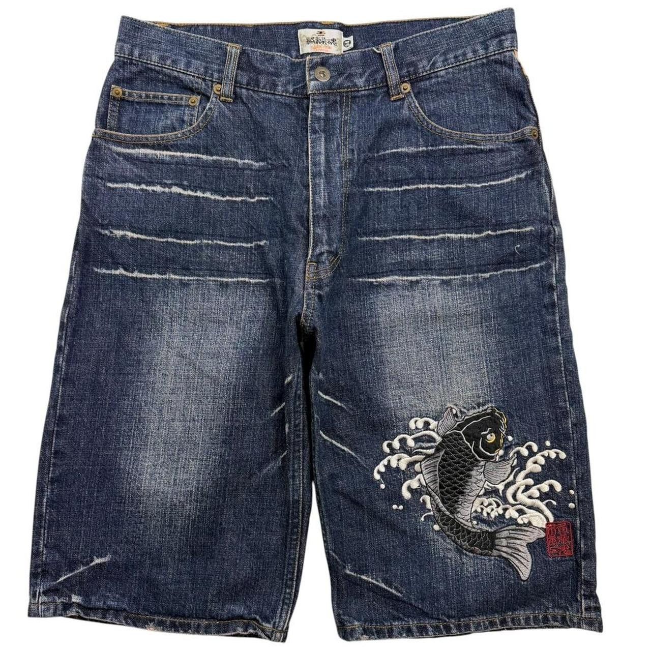 Karakuri Tamashii Karakuri Tamashii Embroidered Koi Japanese Shorts - Waist 32 Size US 32 / EU 48 - 2 Thumbnail