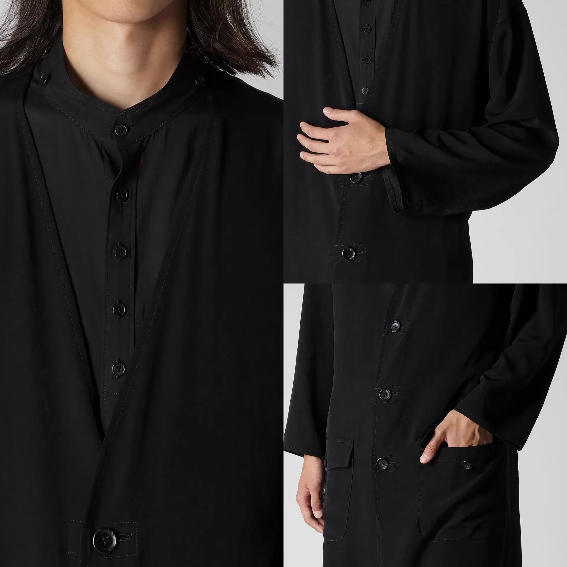 Yohji Yamamoto Yohji Yamamoto 26SS Collarless Tie Triacetate Coat Size US L / EU 52-54 / 3 - 6 Thumbnail