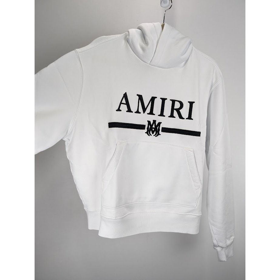 Amiri o1rshd1 MA Bar Embroidery Hoodie in White Size US S / EU 44-46 / 1 - 8 Thumbnail