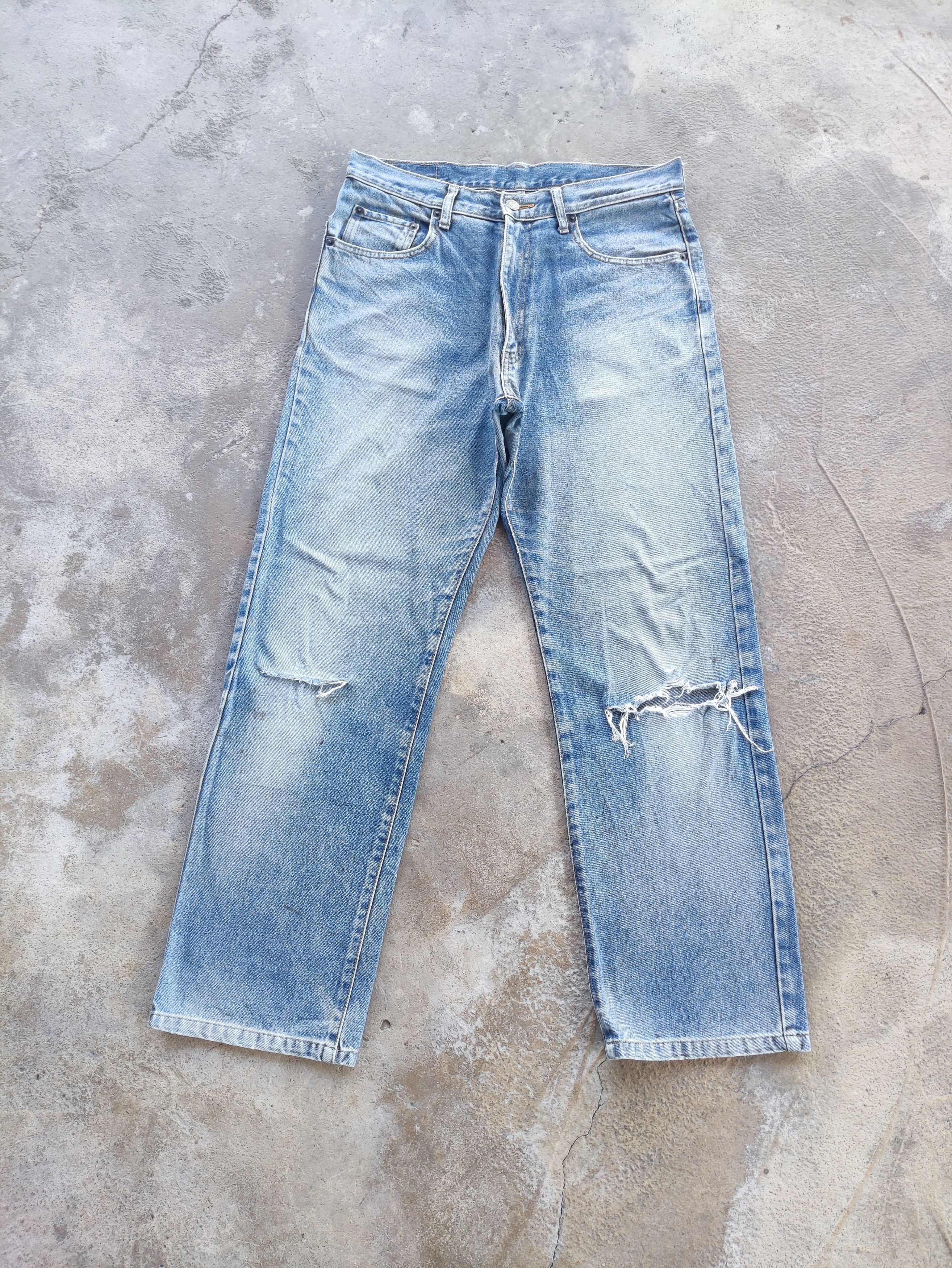 Japanese Brand × Jean × Vintage Vintage Japanese Jeans Baggy Denim Distressed Faded Pants Size US 34 / EU 50 - 2 Thumbnail
