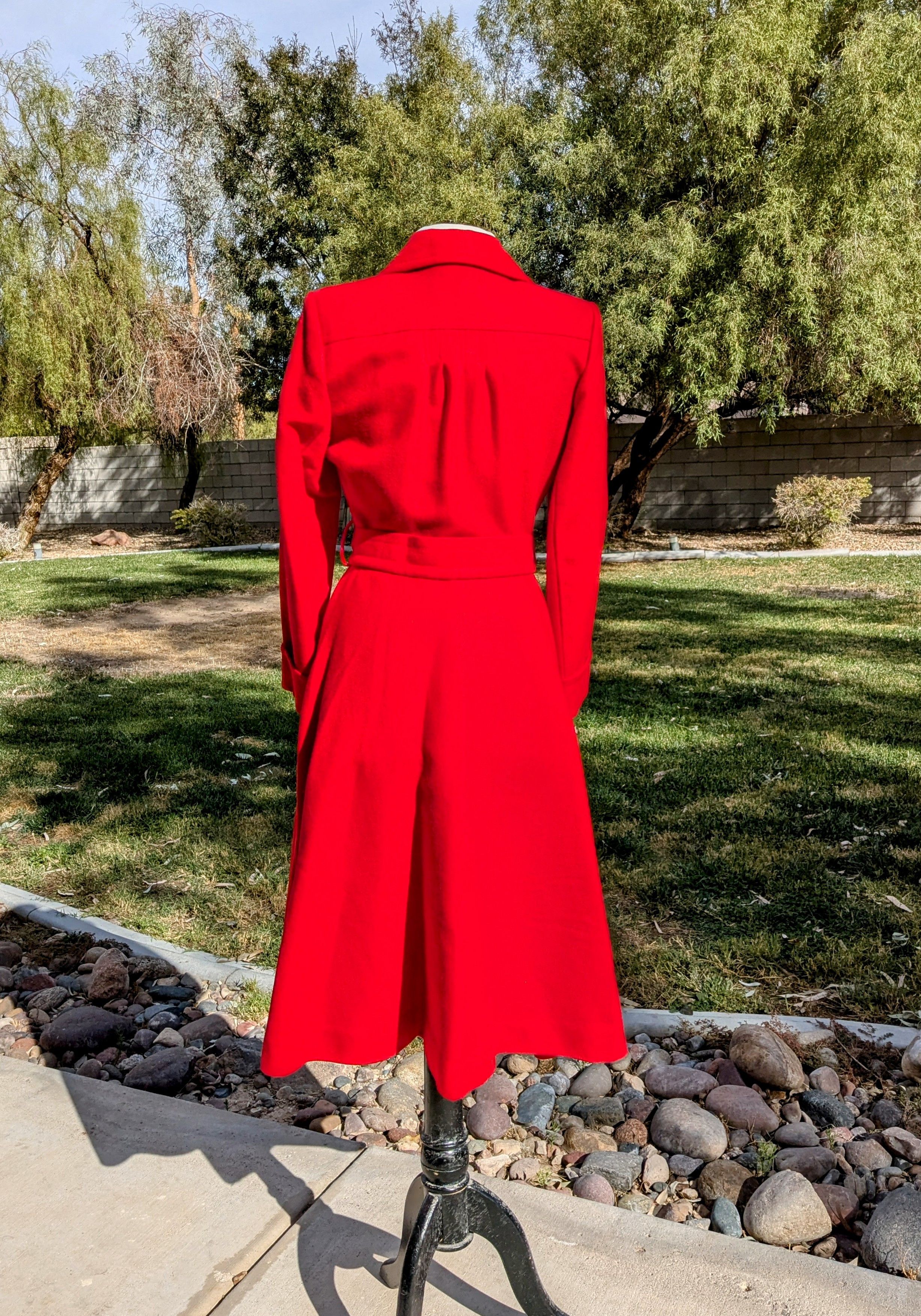 Vintage Vintage Petite Winter Retro 1970 Wool Trench Dress Long Coat Size S / US 4 / IT 40 - 3 Thumbnail