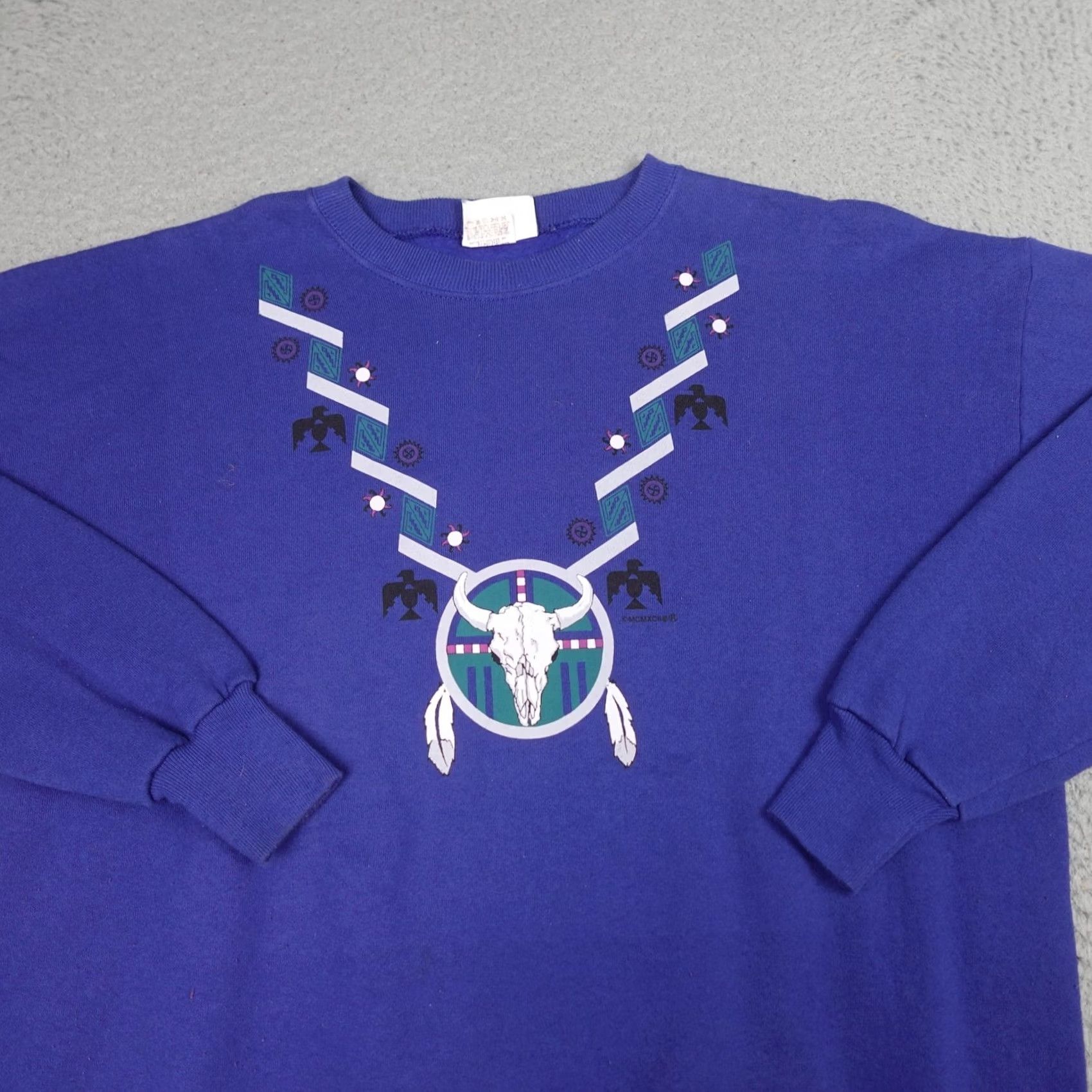 Lee Vintage Lee Sweatshirt Mens 2XL Purple Buffalo Skull Crewneck Graphic USA 90s Size US XXL / EU 58 / 5 - 4 Thumbnail