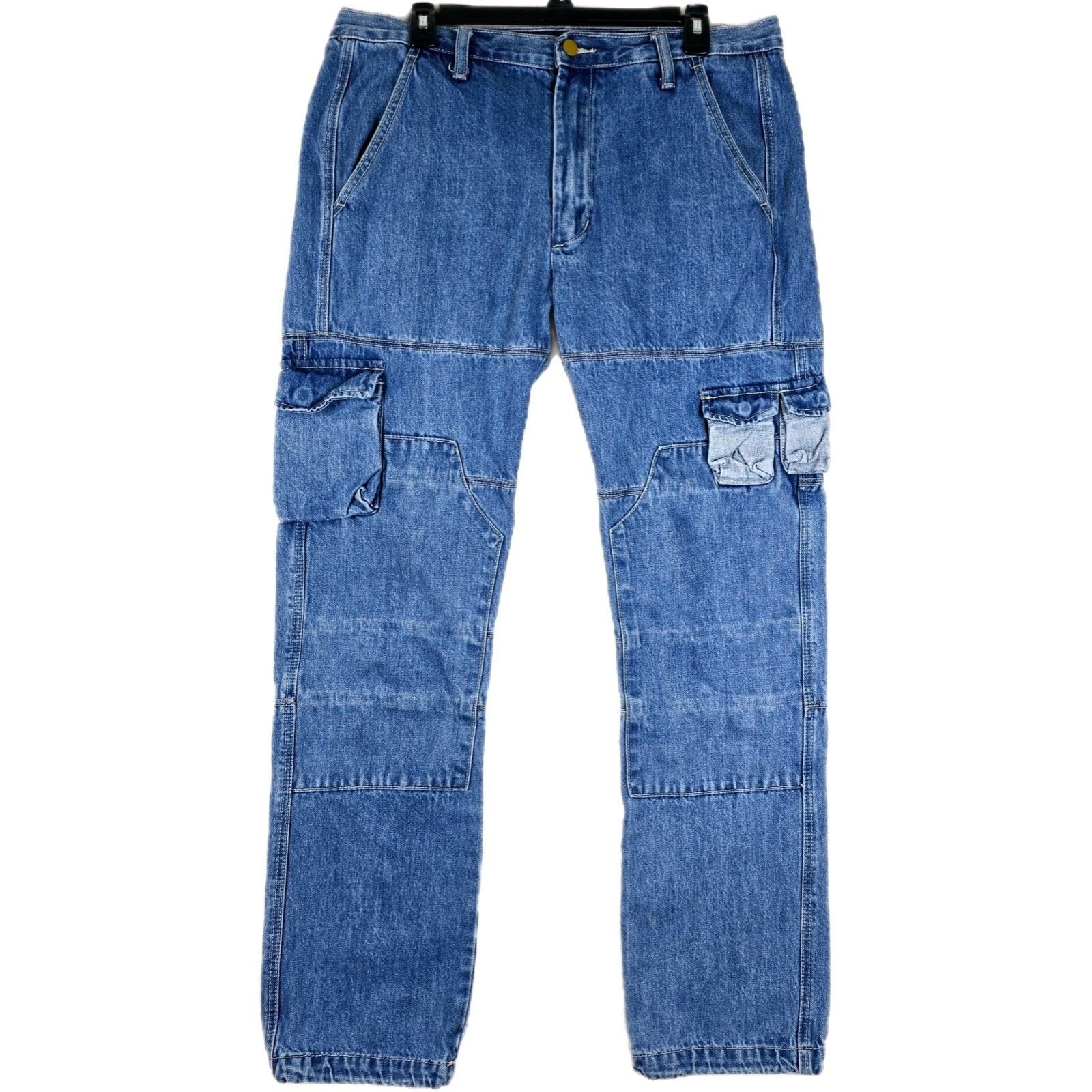 MNML MNML Cargo Double Knee Mens Jeans Sz 34 36x31 Hip Hop Y2K 
