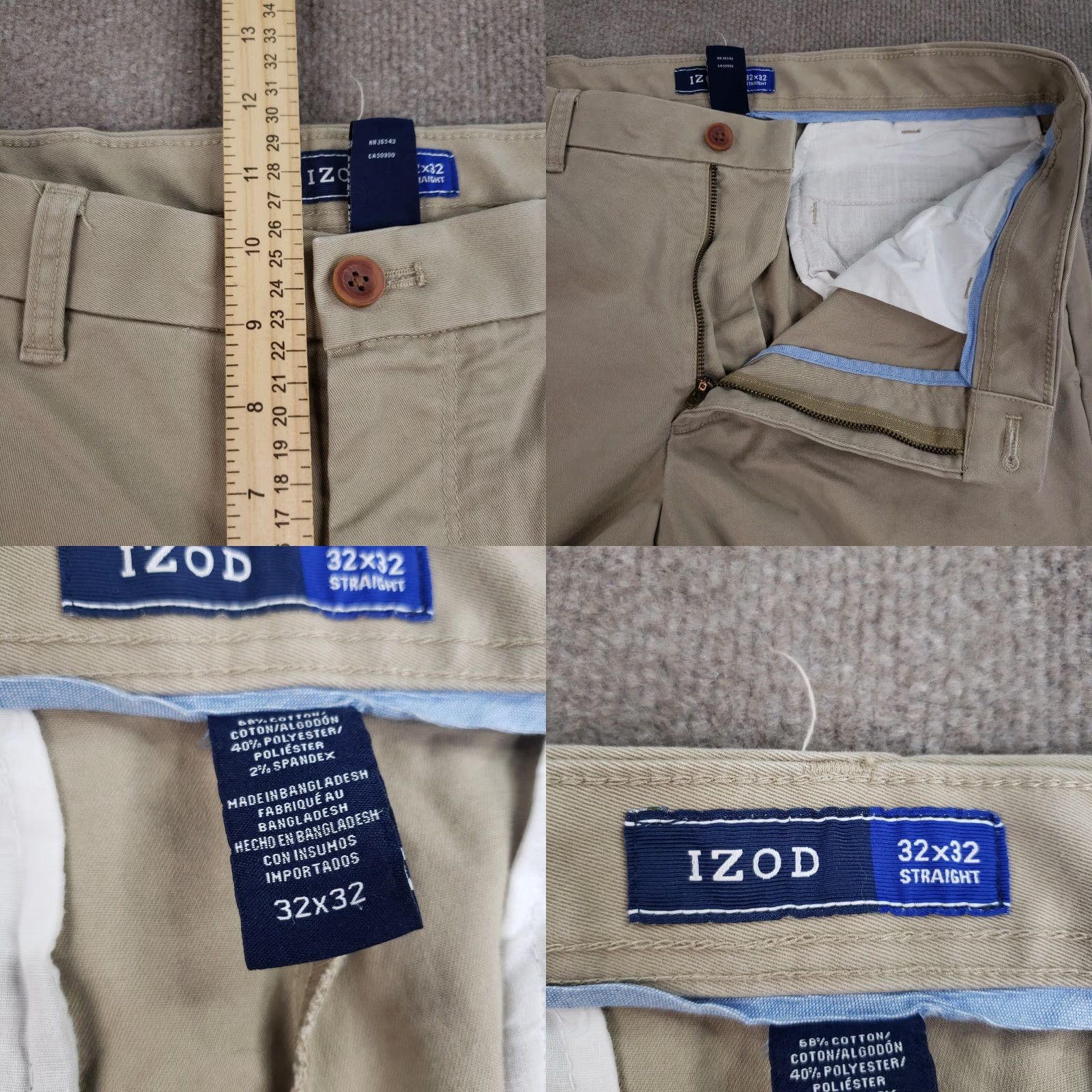 Izod IZOD Chino Pants Men 32x32 Beige Straight Leg Stretch Size US 32 / EU 48 - 8 Thumbnail