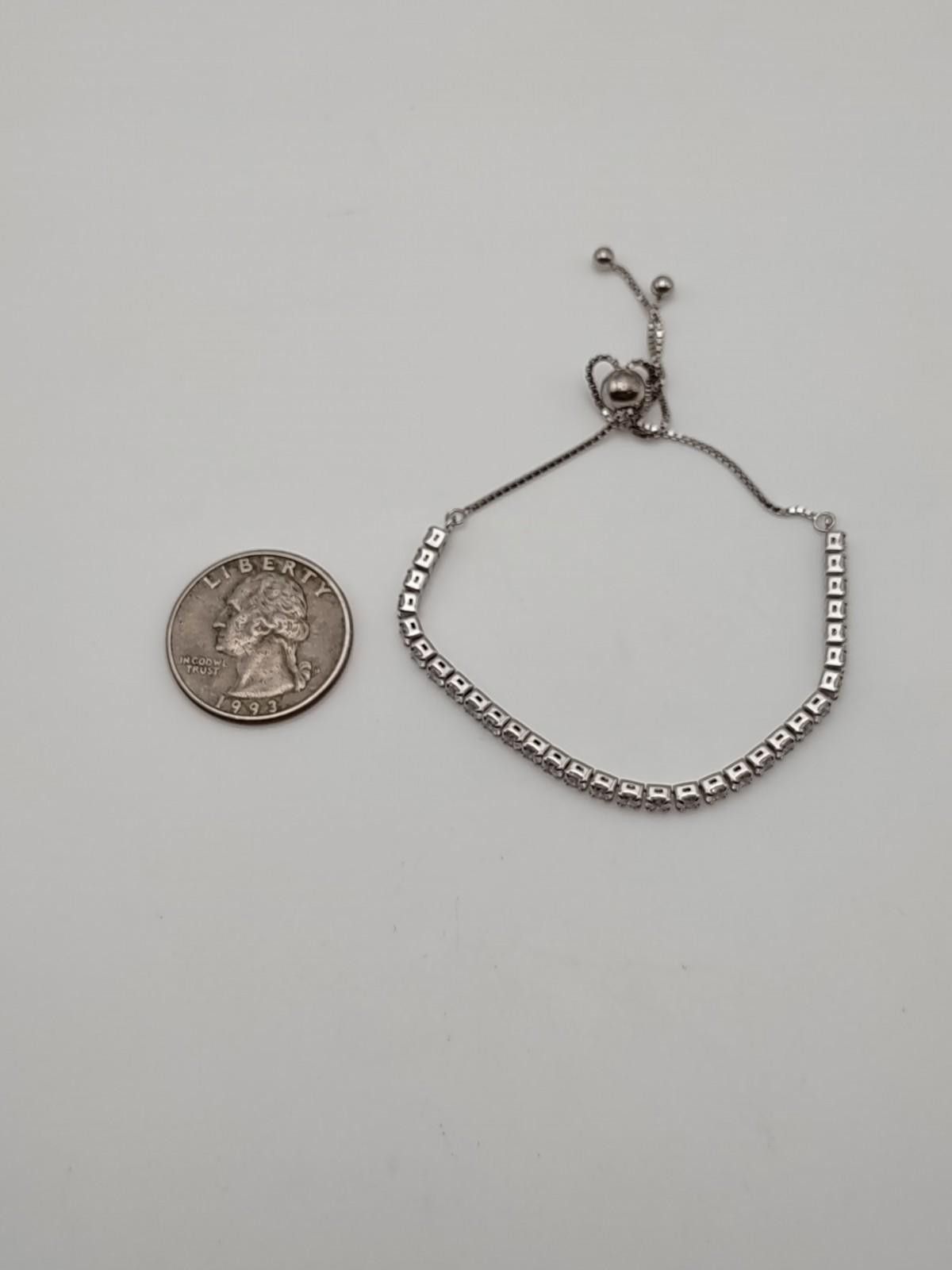 The Unbranded Brand Adjustable Sterling Silver Tennis Bracelet 14K White Gold 4g Size ONE SIZE - 6 Thumbnail