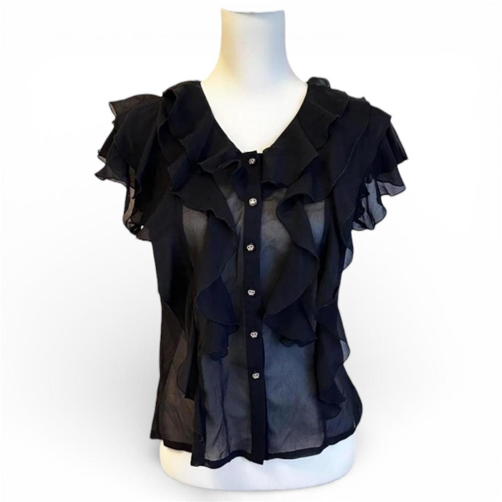 Other Mermaid frill whimsy goth black sheer blouse Size S / US 4 / IT 40 - 1 Thumbnail