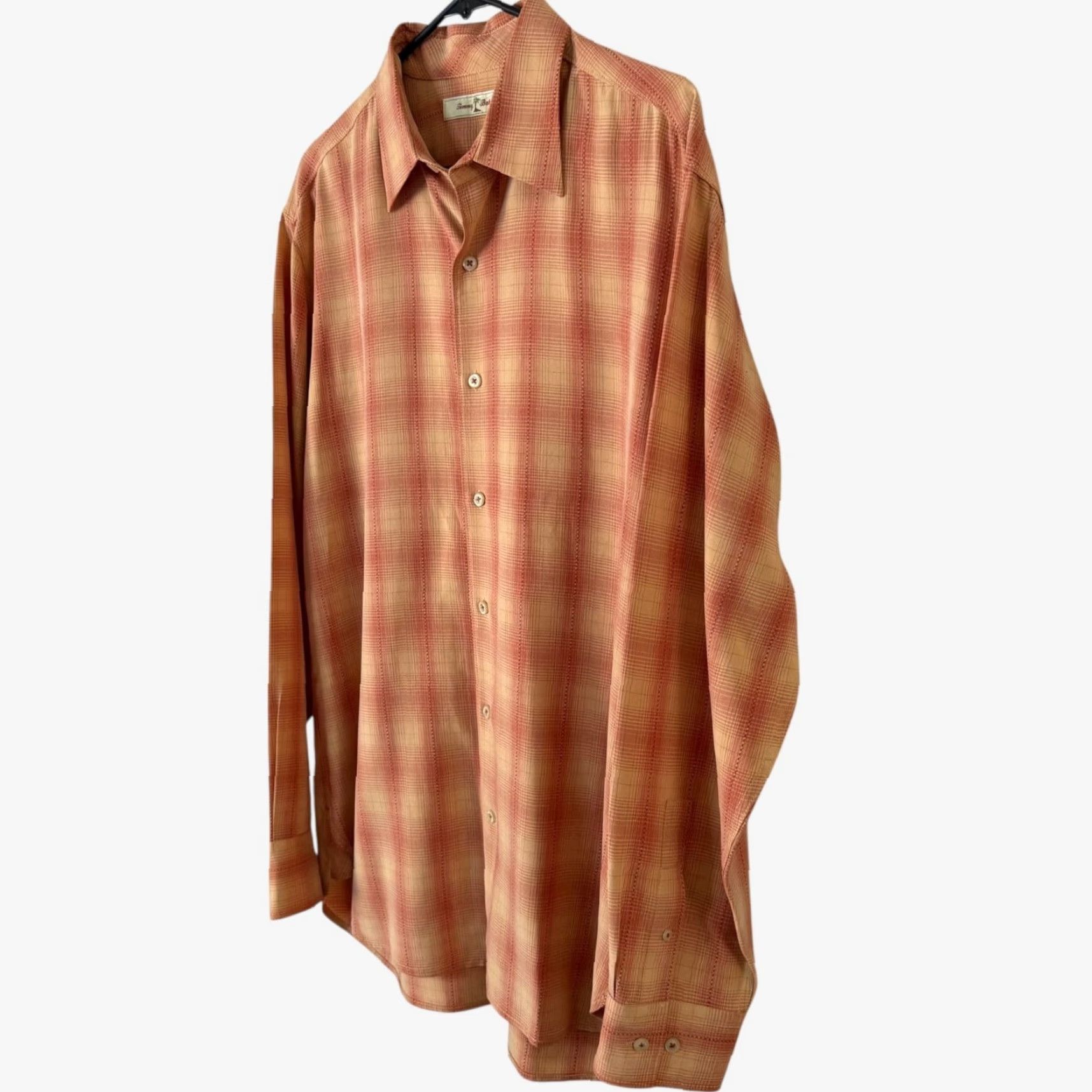 Tommy Bahama Tommy Bahama Plaid Shirt Button-Down Long Sleeve Orange Men's Medium Lyocell Tencel Beach Preppy Classic Mens Size US M / EU 48-50 / 2 - 2 Thumbnail