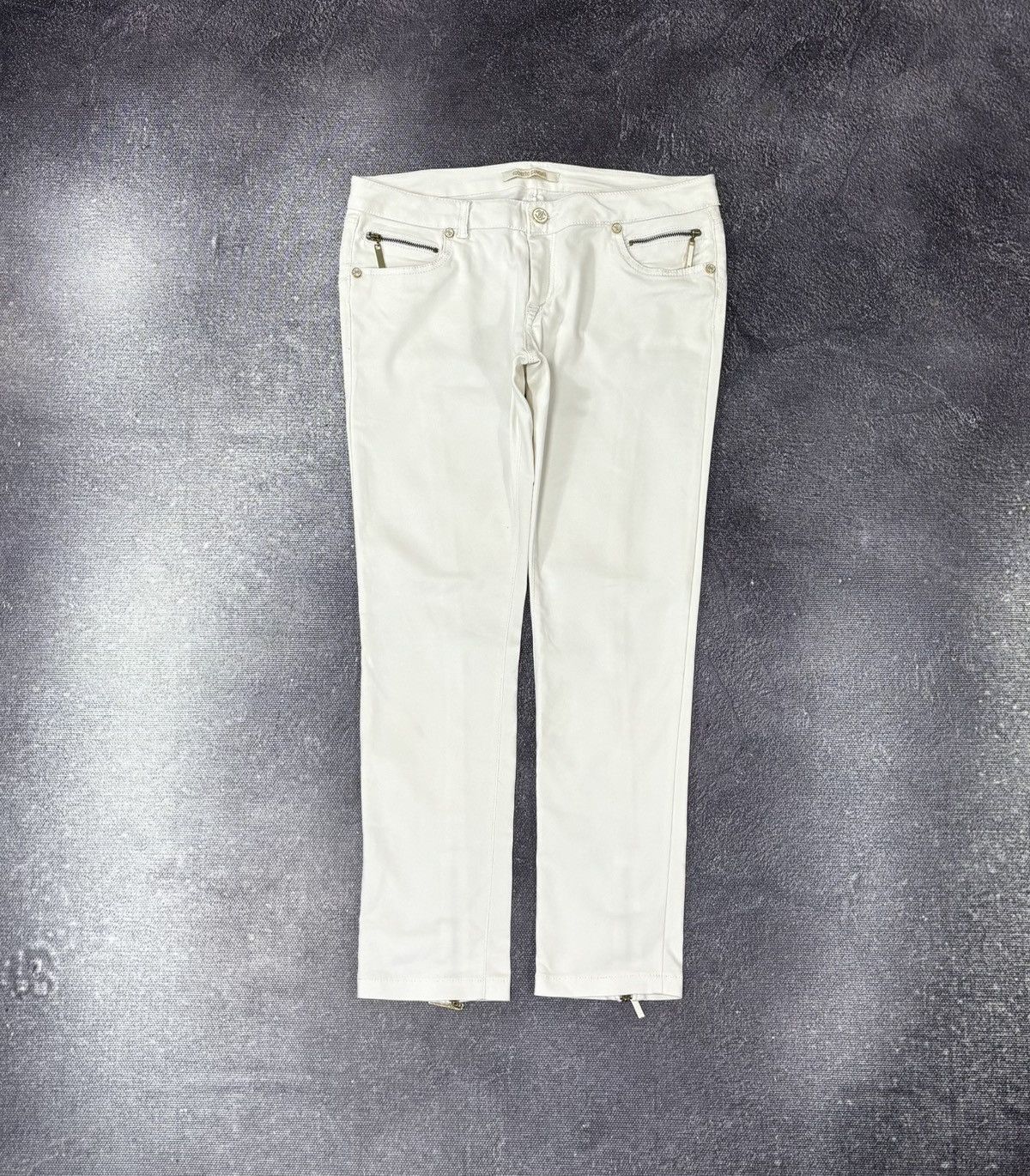 Roberto Cavalli Roberto Cavalli Women’s Bottoms Zip White Luxury Pants Size 32" / US 10 / IT 46 - 1 Thumbnail