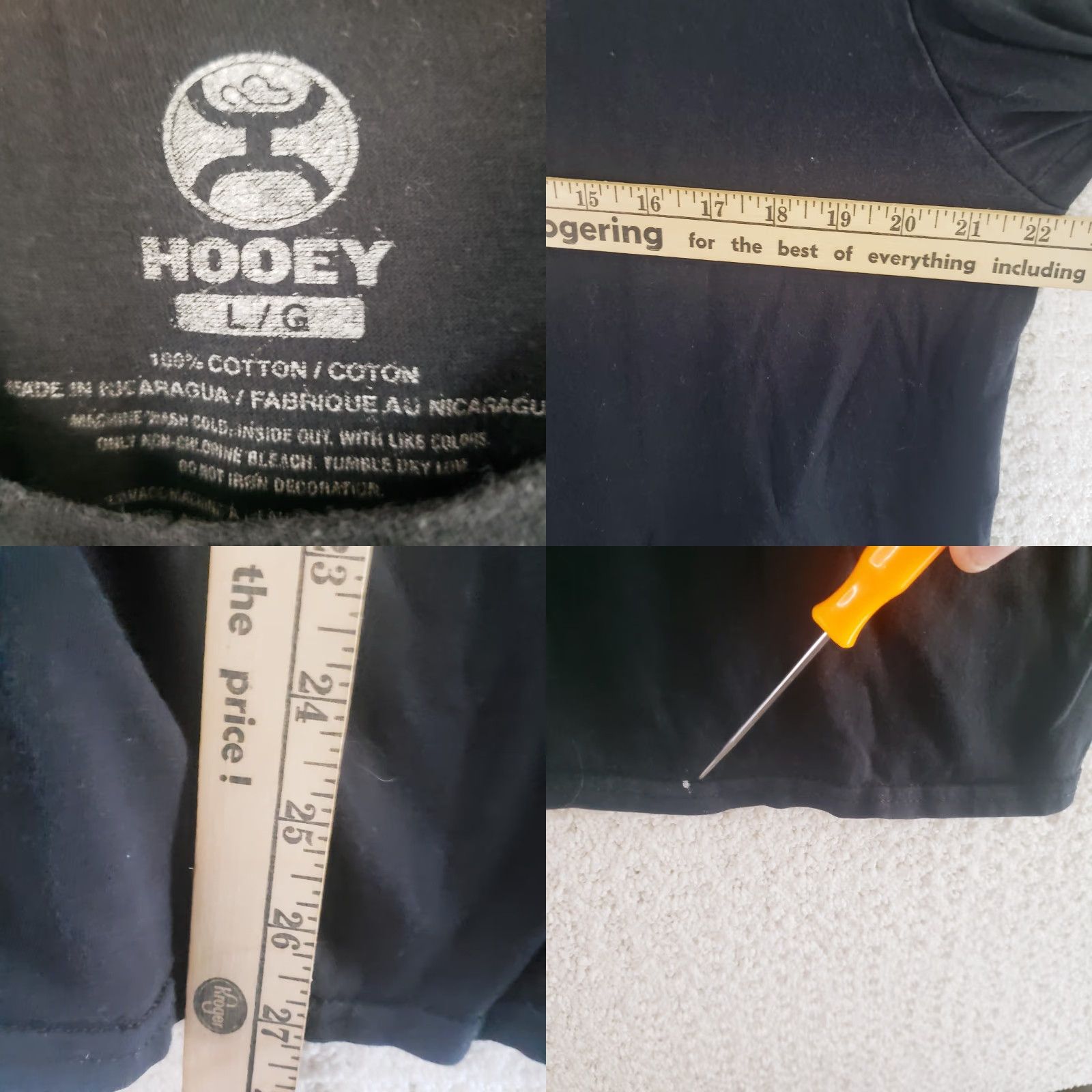 Vintage Hooey Tee Shirt Mens Size L Black Front Back Graphic Print Cotton Logo Short Sleeve T-Shirt Regular Fit Size US L / EU 52-54 / 3 - 9 Thumbnail