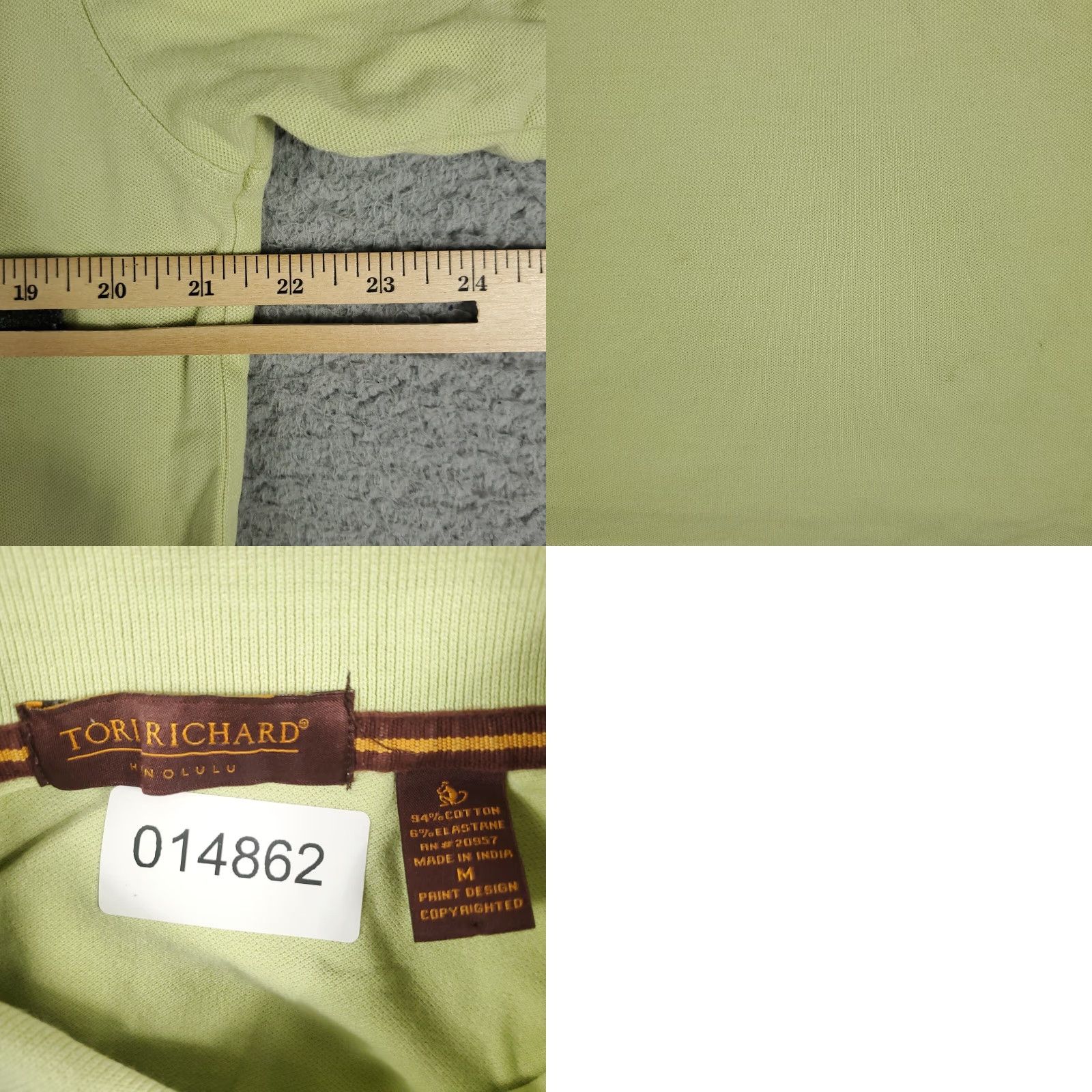 Tori Richard Tori Richard Polo Shirt Mens Medium Green Casual Short Sleeve Regular Fit Size US M / EU 48-50 / 2 - 8 Thumbnail