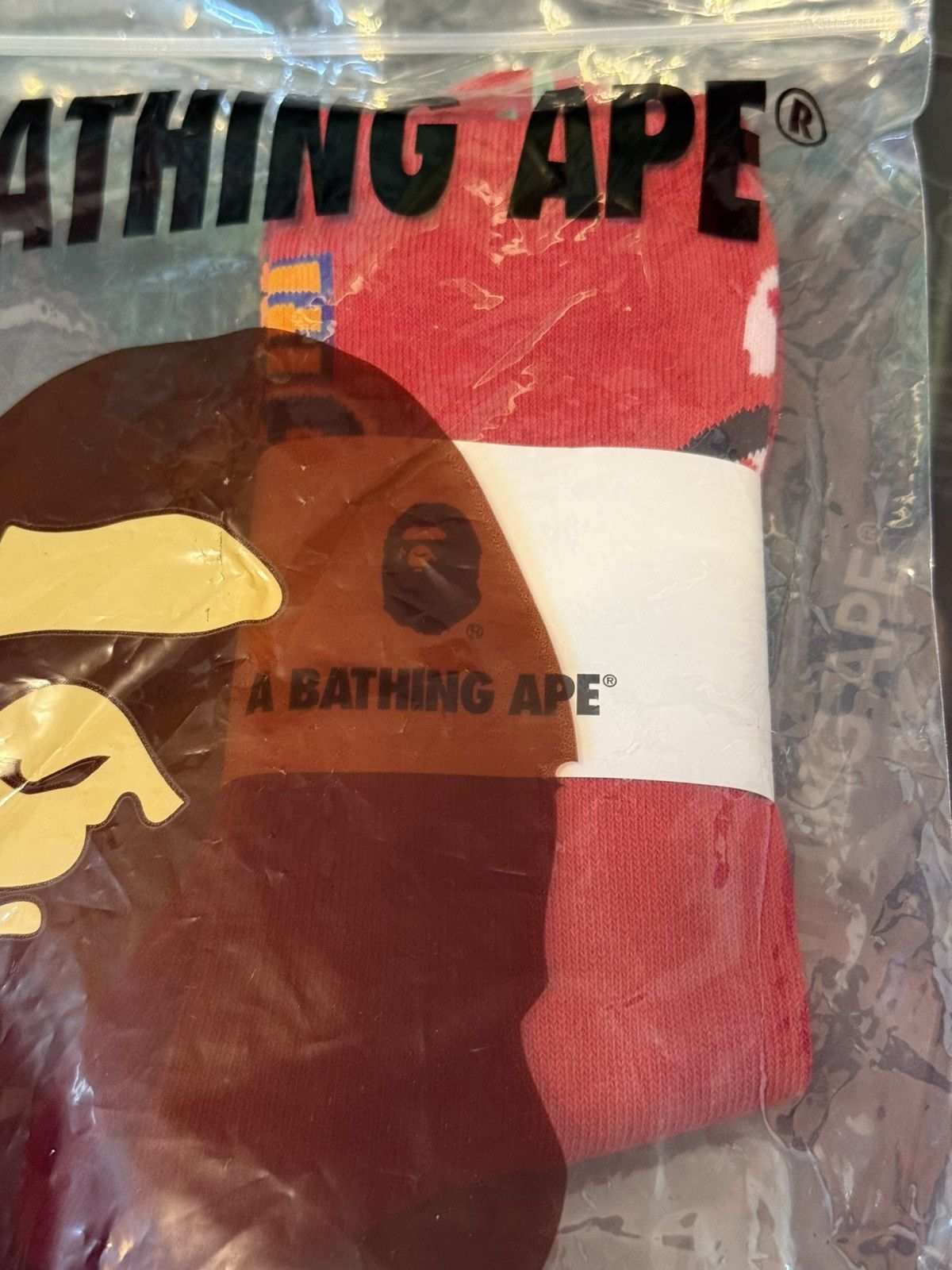 Bape A Bathing Ape Red Shark Socks Size ONE SIZE - 6 Thumbnail