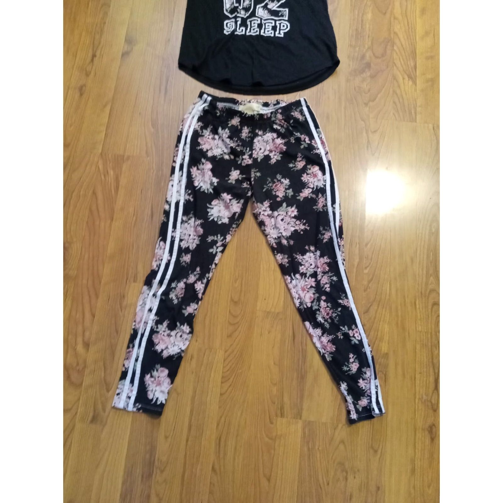 Vintage No Comment Pajama Set Shirt Womens Medium Black 36" Chest 28-32" Waist 24" Inseam Size ONE SIZE - 5 Thumbnail