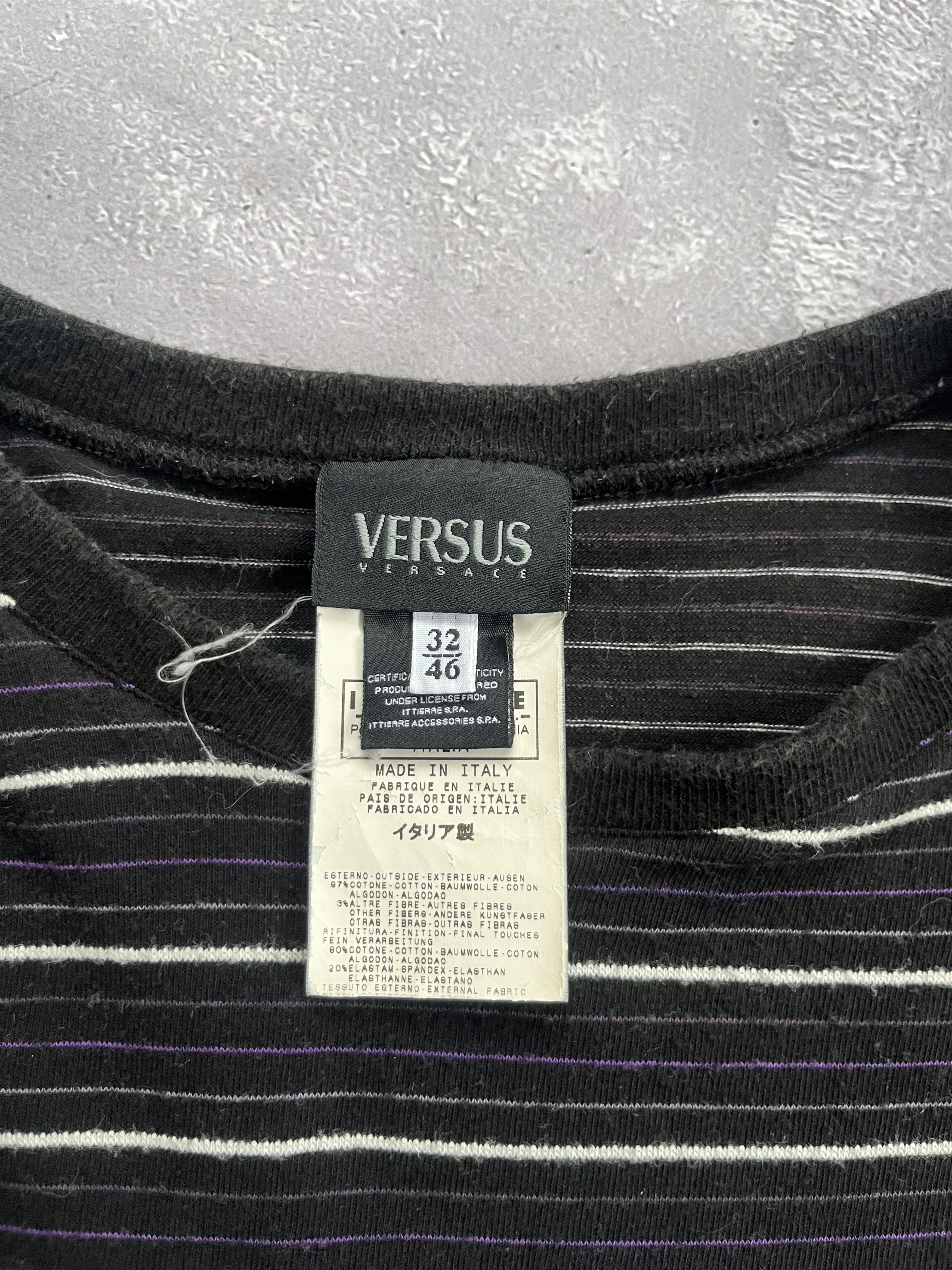 Versus Versace Versus Versace Long Sleeve Tee Lion Logo Striped Y2K Size US S / EU 44-46 / 1 - 5 Thumbnail