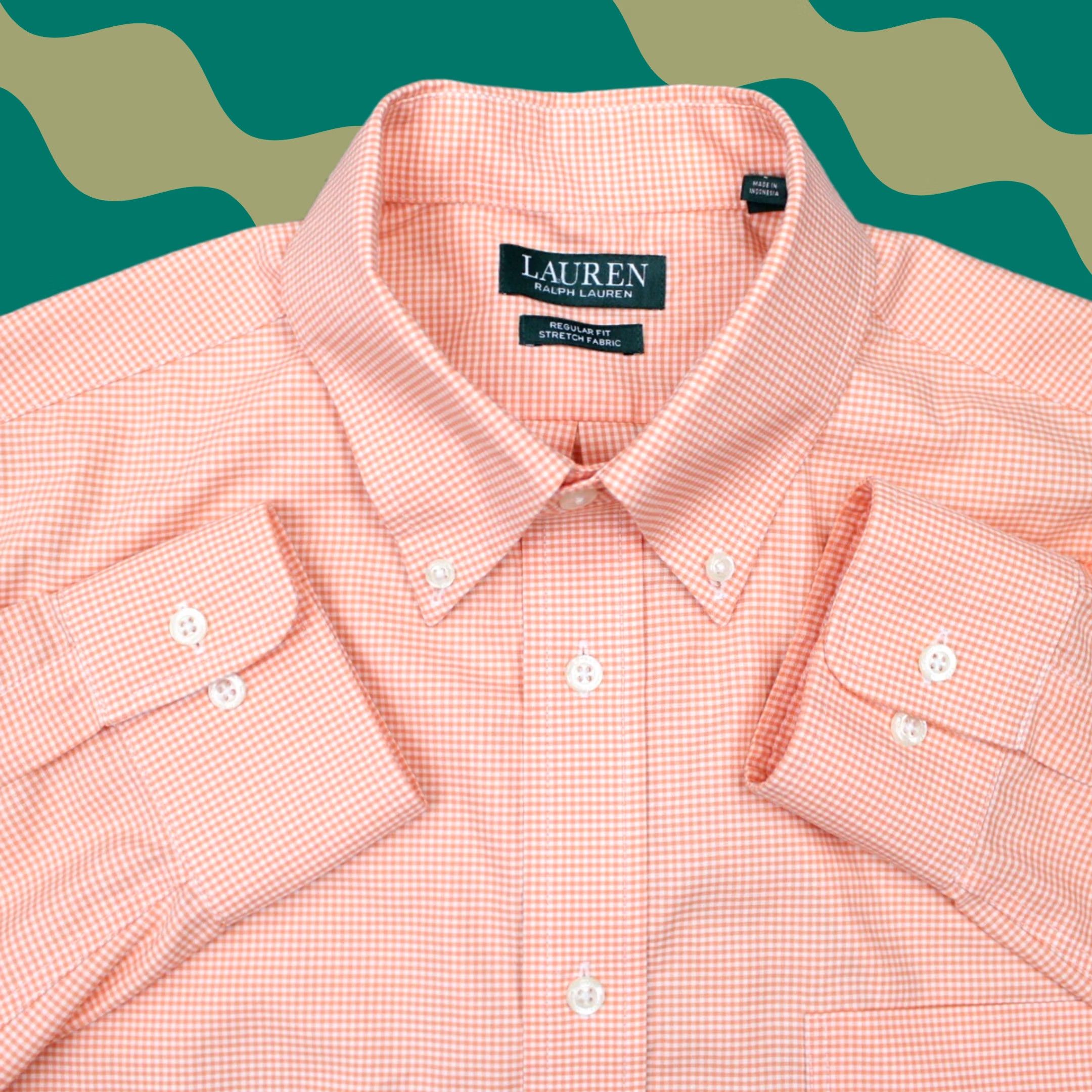 Ralph Lauren Ralph Lauren LAUREN Dress Shirt Mens 16 32/33 Orange Regular Fit Stretch Fabric Shirt Long Sleeve Button Collared Logo Size 42R - 1 Thumbnail