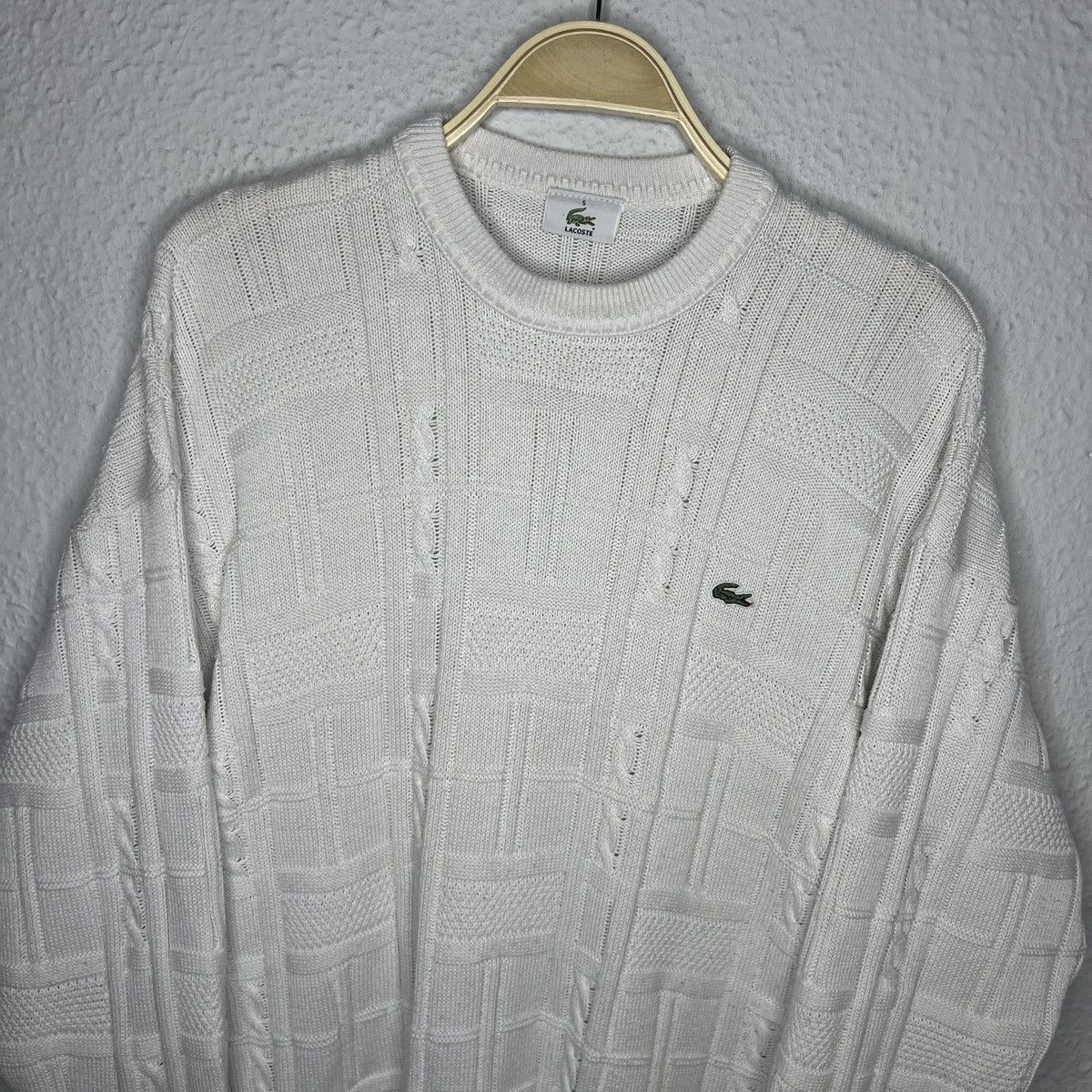 Lacoste Vintage Lacoste Knitwear Sweater Jumper White Logo Cable Size US M / EU 48-50 / 2 - 4 Thumbnail