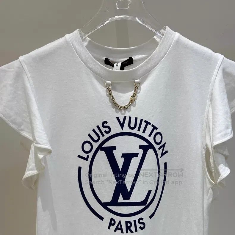 Louis Vuitton Louis Vuitton By The Pool White Ruffle Sleeve Monogrammed Size XS / US 0-2 / IT 36-38 - 2 Thumbnail
