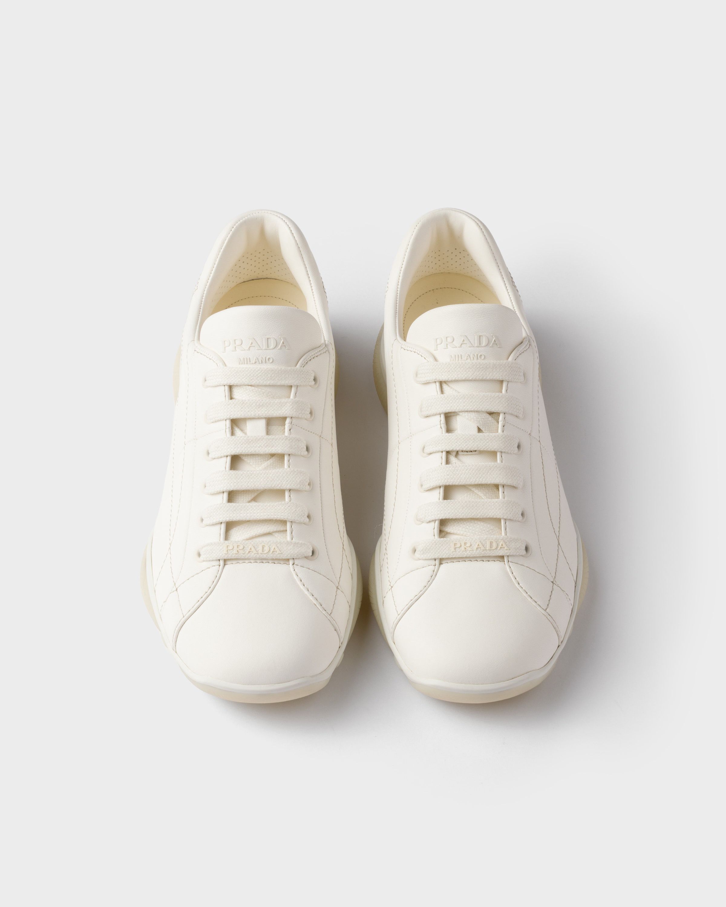 Prada o1bcso1str1025 Nappa Leather Sneakers in Ivory Size US 11 / EU 44 - 2 Thumbnail