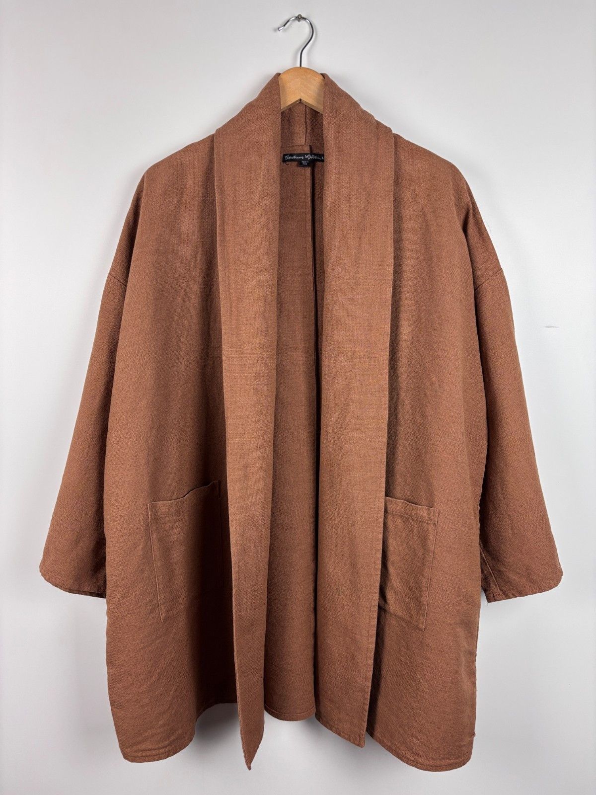 Gudrun Sjoden Gudrun Sjoden Open Long Cardigan Linen Cotton Brown L/XL Size L / US 10 / IT 46 - 1 Thumbnail