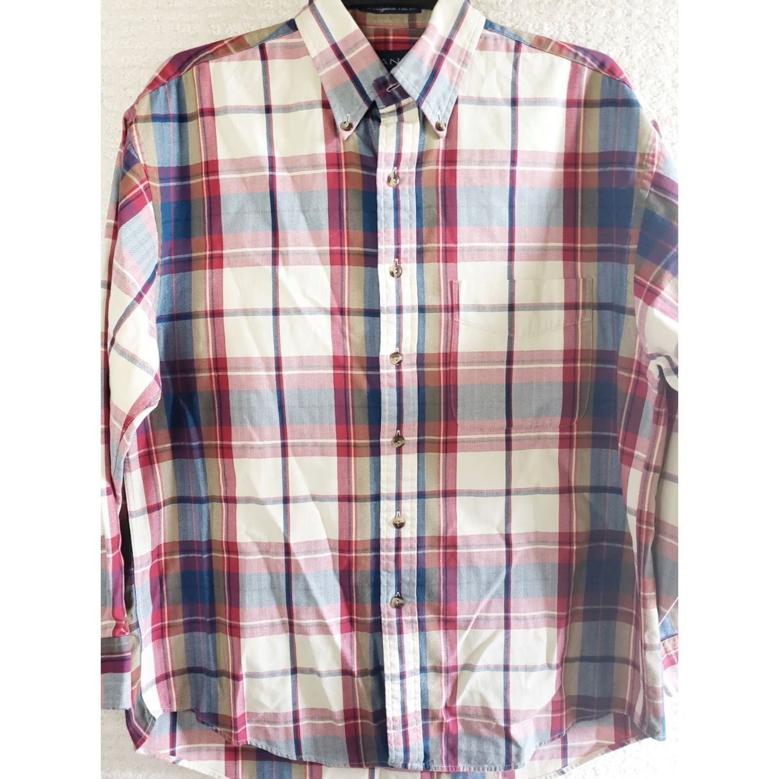 Gant GANT Shirt Mens M Blue Herringbone Harbor Men Plaid Button Red White Size US M / EU 48-50 / 2 - 2 Thumbnail