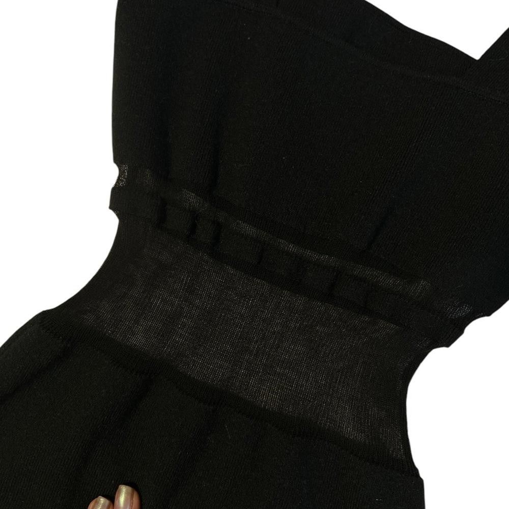 Designer Black Knit mini Dress with Cutout mesh Detail Size L / US 10 / IT 46 - 3 Thumbnail