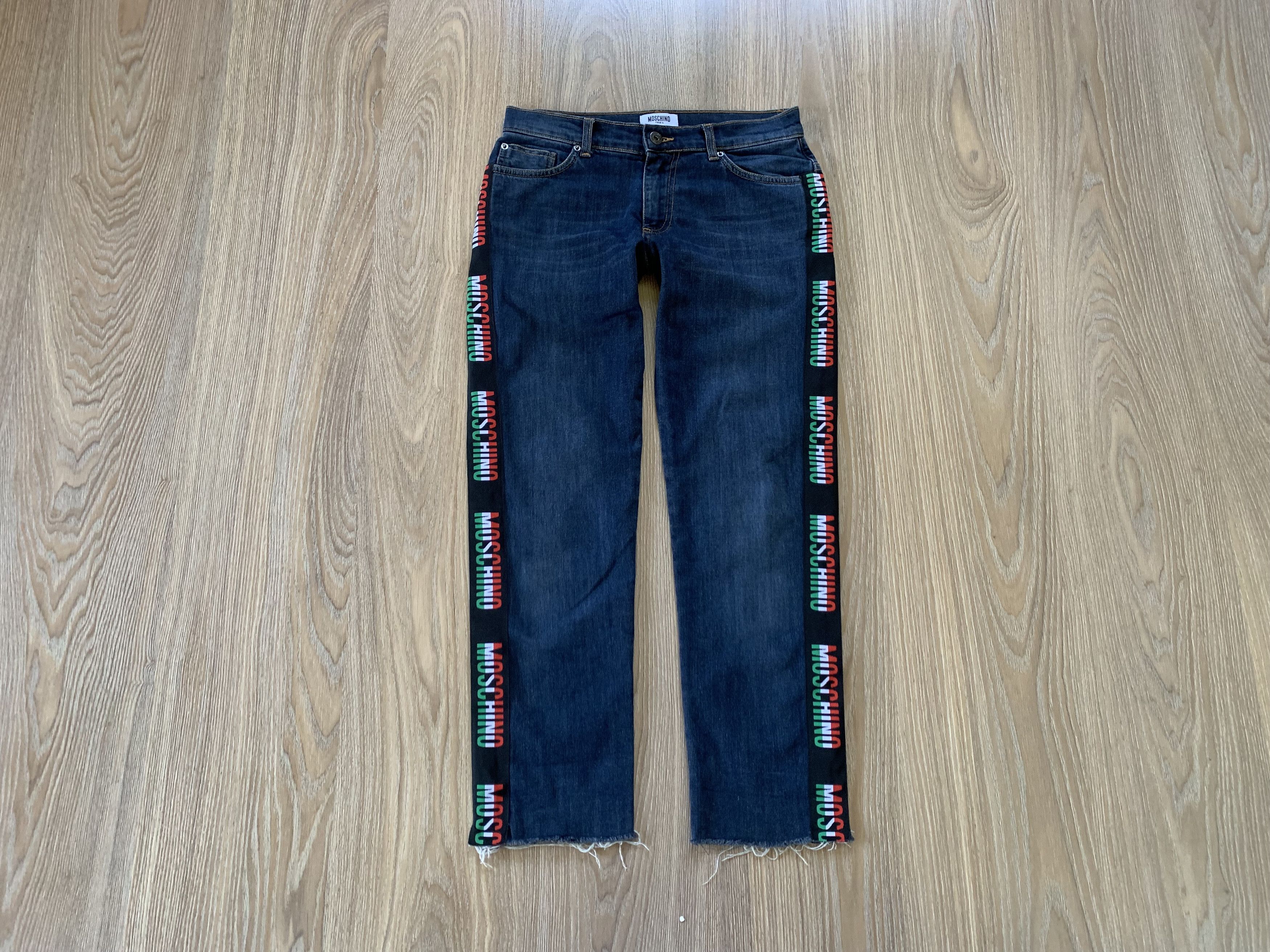 Moschino Moschino Teen Junior Stripe Lampas Multilogo Jeans Size US 26 / EU 42 - 1 Thumbnail