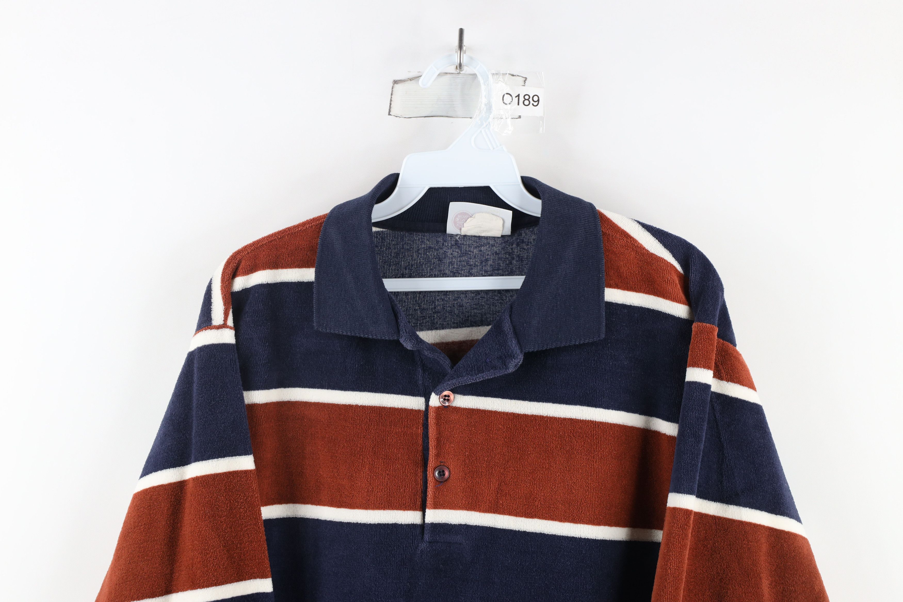 Vintage Vintage 70s Streetwear Block Terry Cloth Long Sleeve Polo Size US L / EU 52-54 / 3 - 2 Thumbnail