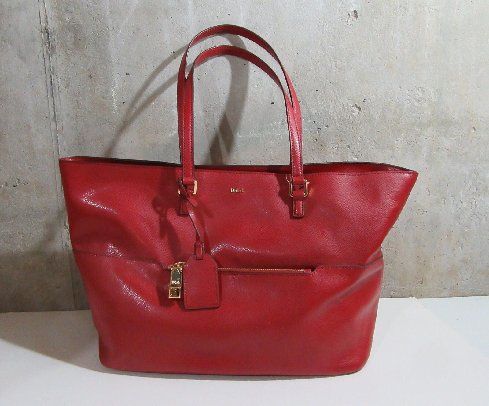 Lauren Ralph Lauren Lauren Ralph Lauren Whitby Leather Pocket Tote Purse Handbag Size ONE SIZE - 7 Thumbnail