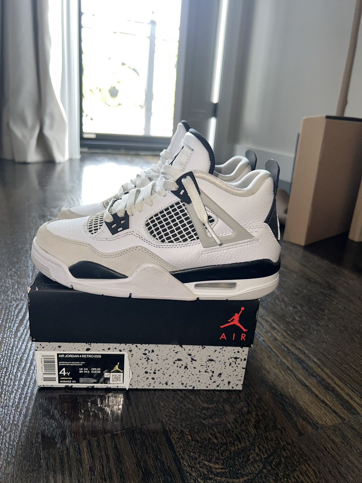 Jordan Brand × Nike Military Black Jordan 4 Retro Size 4Y Size US 5.5 / IT 35.5 - 12 Thumbnail