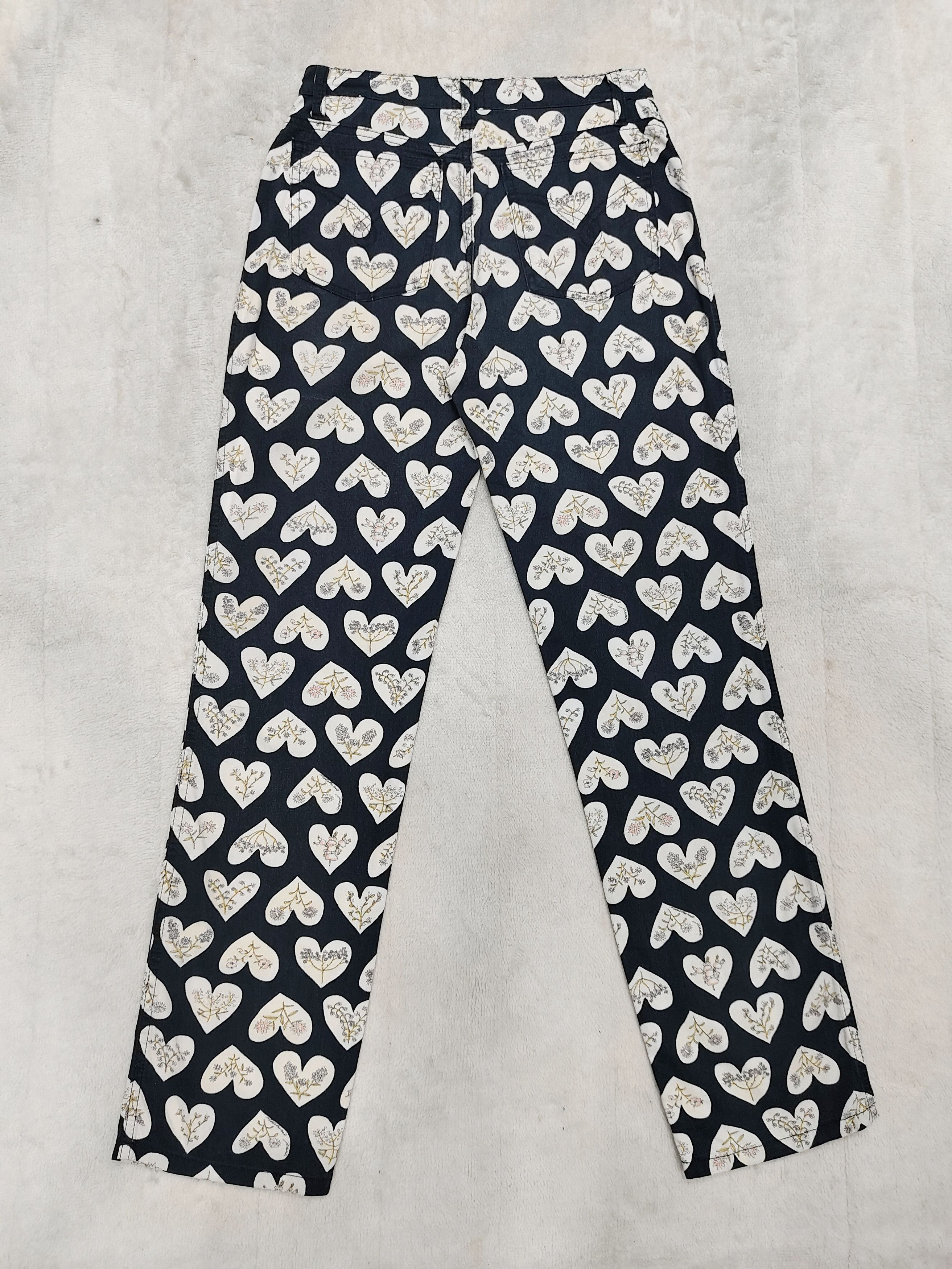 Moschino 90s Moschino Jeans- AOP Heart Botanical Pop Art Couture Size 28" / US 6 / IT 42 - 3 Thumbnail