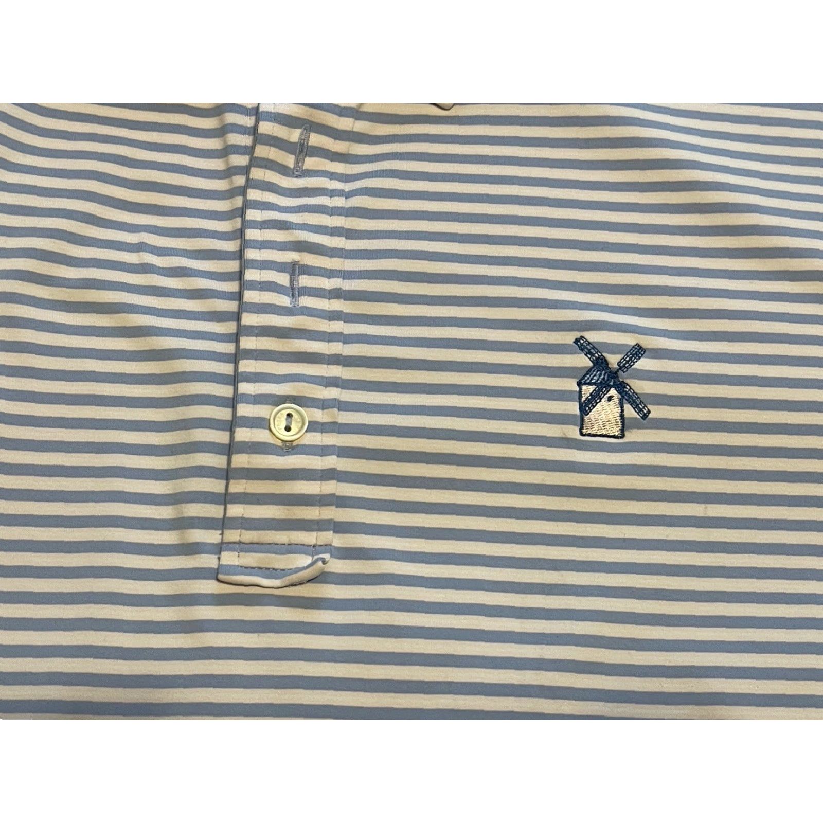 Peter Millar Peter Millar Crown Crafted Polo Men's XL White/Blue Stripes Shirt Short Sleeve Knit Casual Golf Size US XL / EU 56 / 4 - 2 Thumbnail