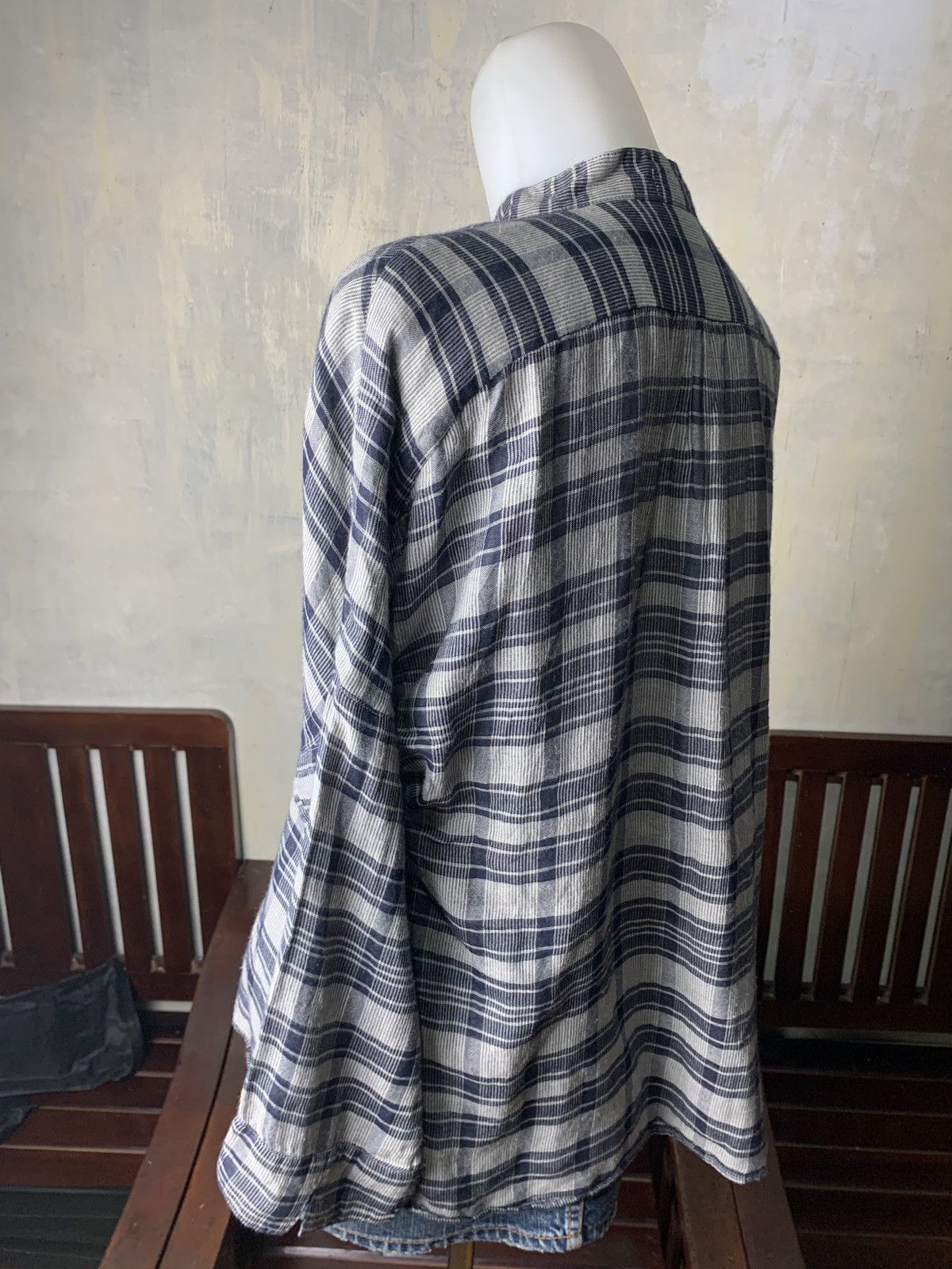 Issey Miyake 2000s Plantation by Issey Miyake Plaid Round Collar Shirt Size L / US 10 / IT 46 - 3 Thumbnail