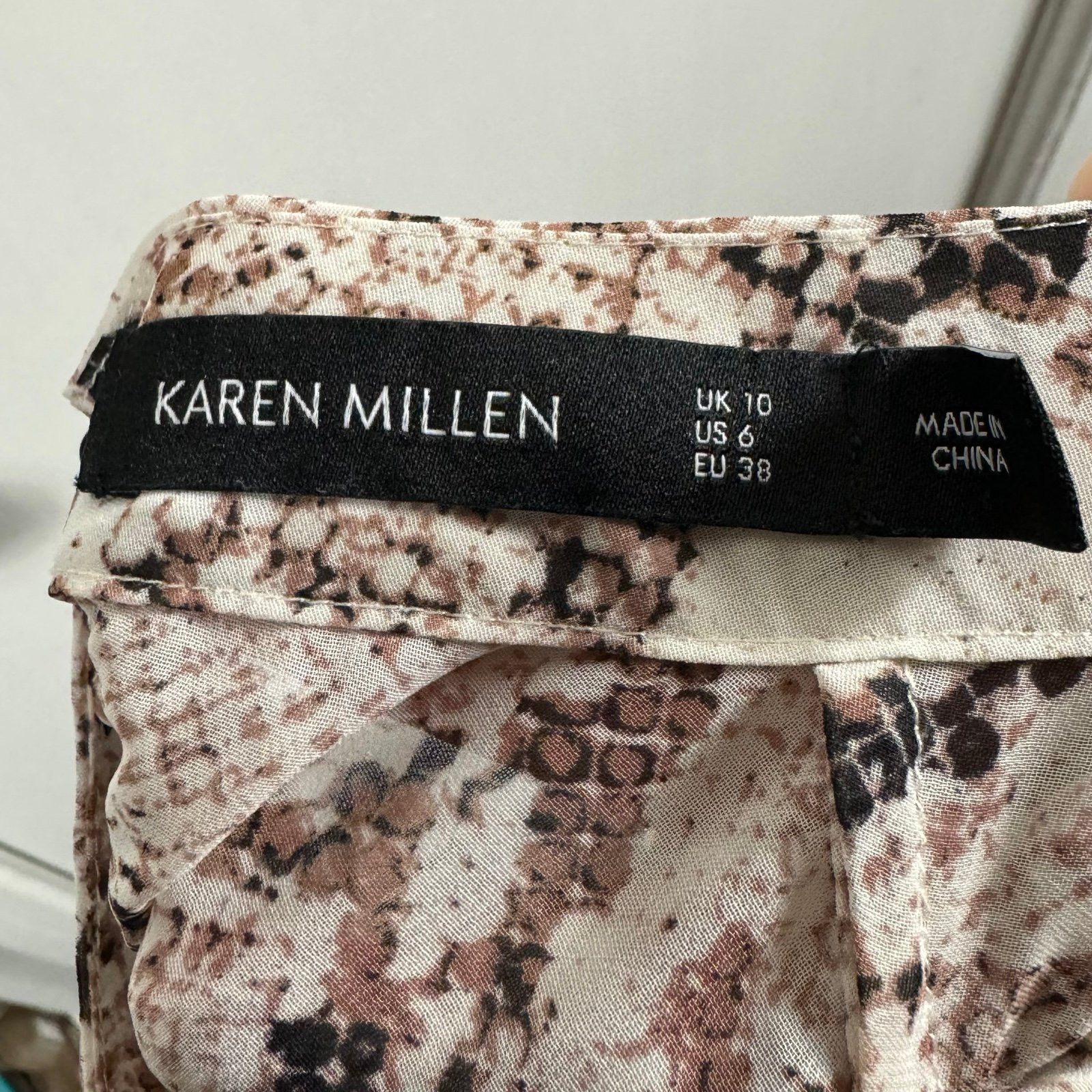 Karen Millen Karen Millen brown cream snake print ruffle trip high neck Size M / US 6-8 / IT 42-44 - 7 Thumbnail