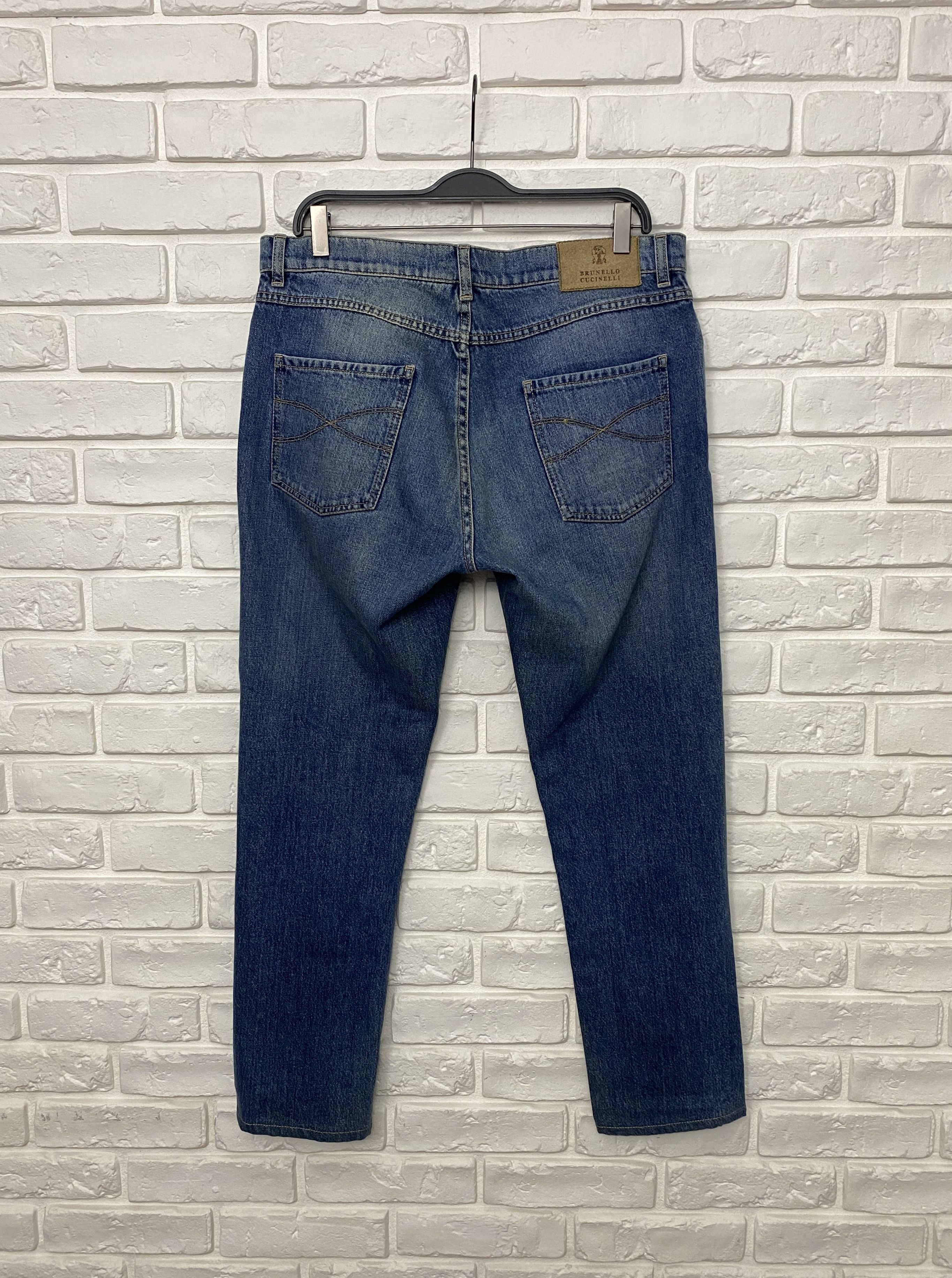 image of Brunello Cucinelli Denim Pants Cropped Jeans Wased Size 50 in Washed Blue, Men's
