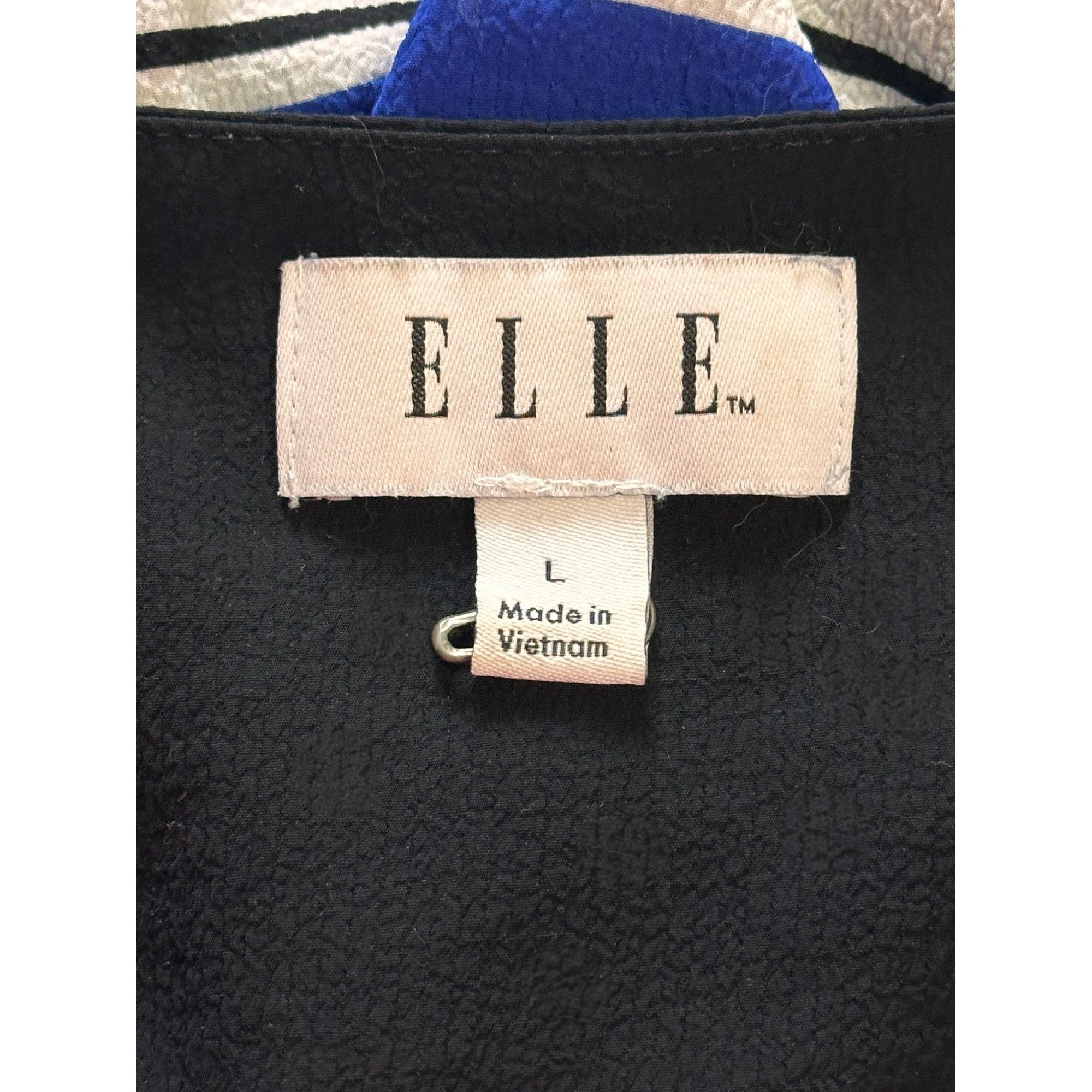 Other Elle Womens Striped Short Sleeve Top Large Blue & Black Poly Size L / US 10 / IT 46 - 4 Thumbnail