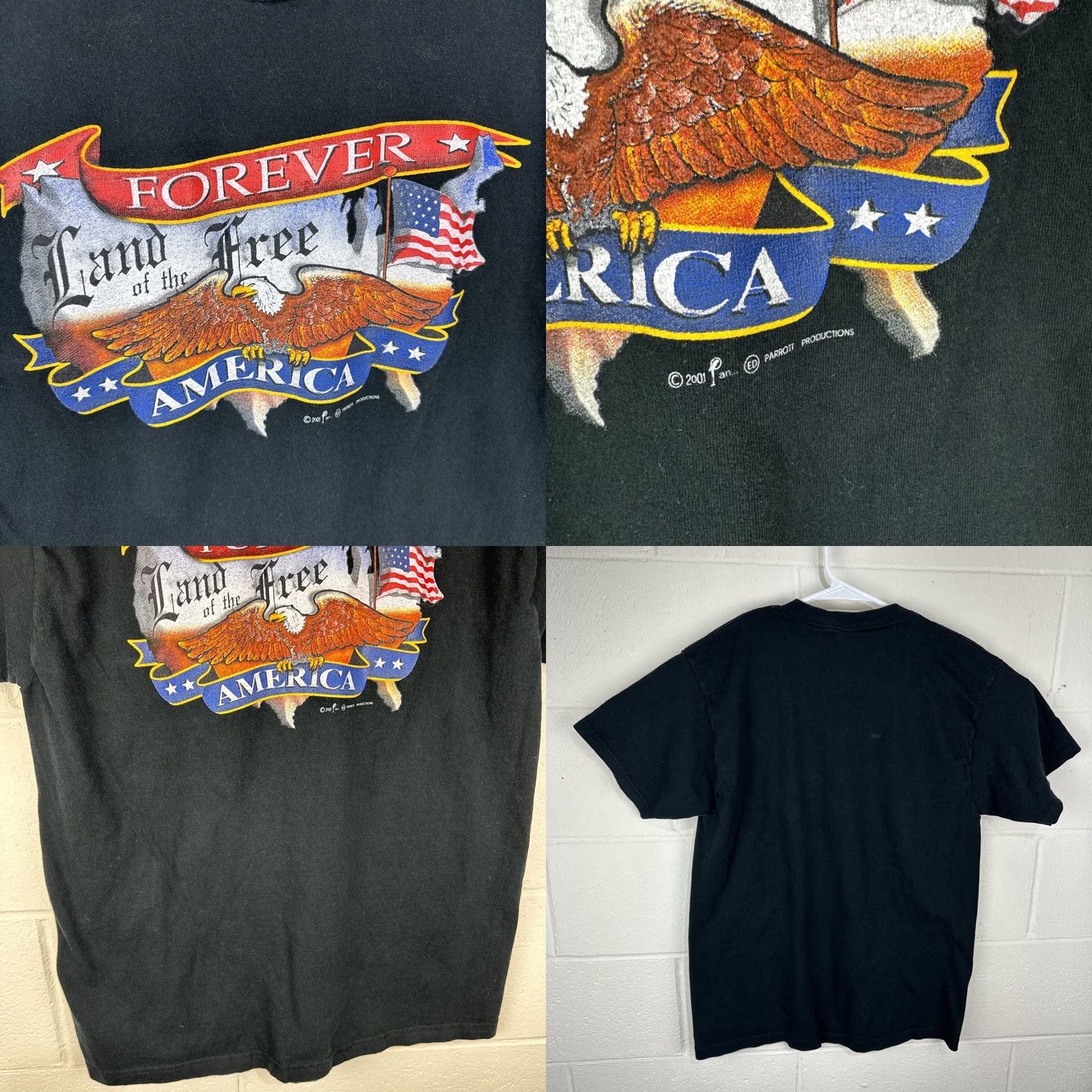 Fruit Of The Loom VINTAGE Land Of The Free T Shirt Large American Black 2000s Eagle Fruit of the Loom Heavy Mens Short Sleeve Cotton USA Patriotic Logo Shirt Size US L / EU 52-54 / 3 - 8 Thumbnail