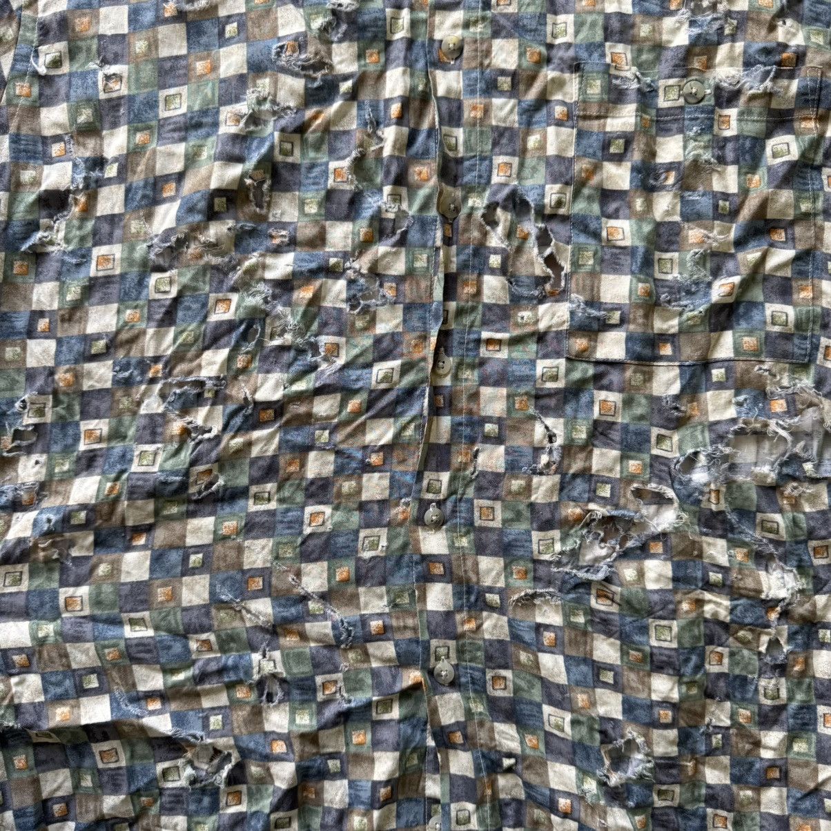 Pierre Cardin Vintage Pierre Cardin Geometric Check Distressed Shirt Size US L / EU 52-54 / 3 - 3 Thumbnail
