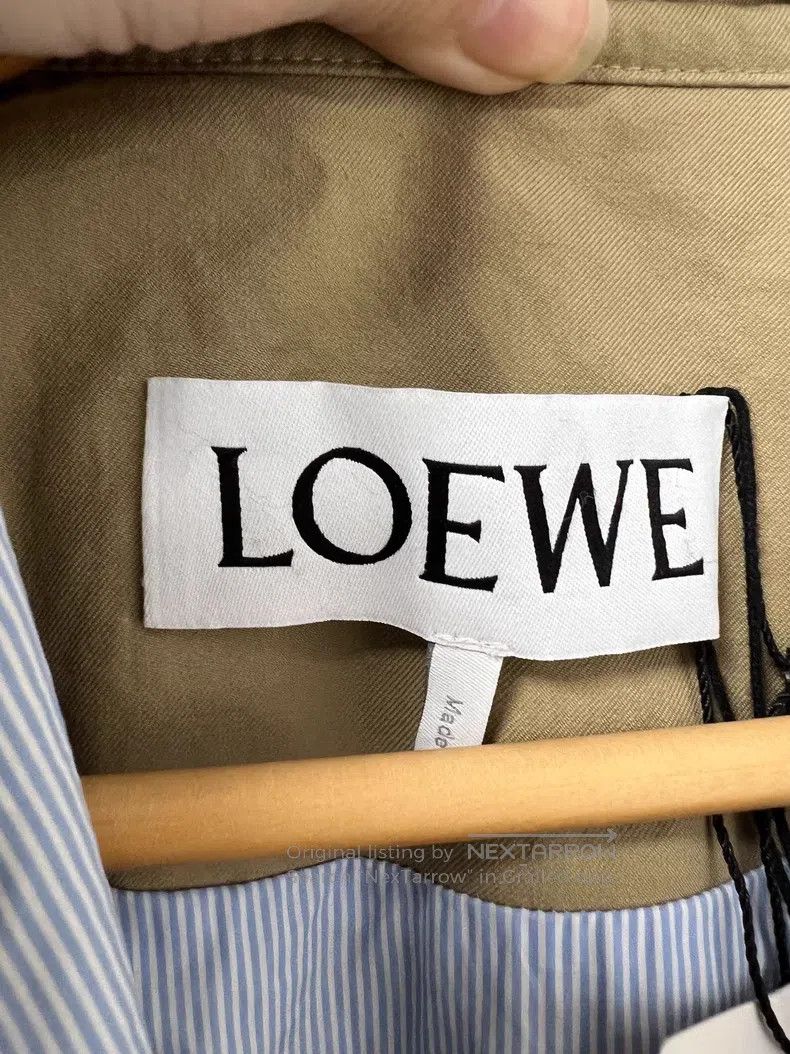 Loewe Loewe Khaki Trench Coat, 100% Cotton with Leather Details, Size XXS / US 00 / IT 34 - 3 Thumbnail