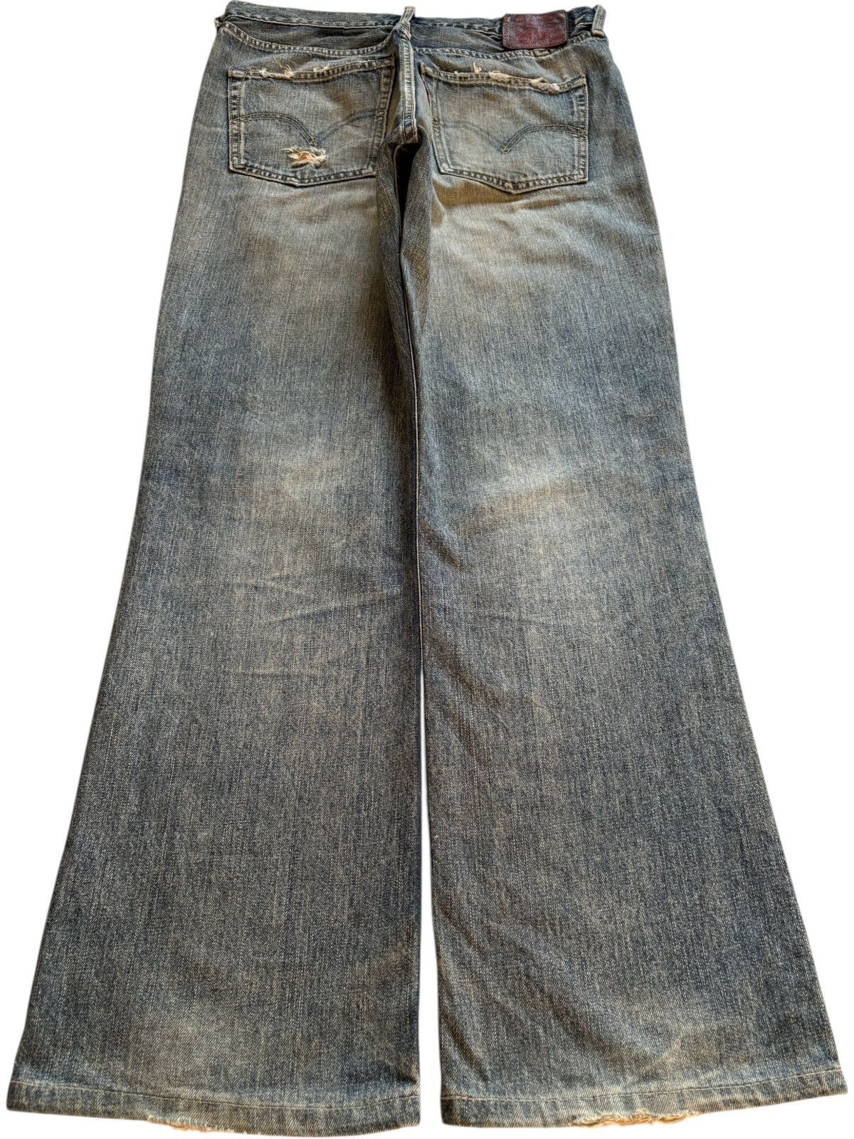 LVC × Levi's × Levi's Vintage Clothing Vintage 90s Levis 507 Patch Mud Wash Distress Rip Flare Jean Size US 31 - 2 Thumbnail