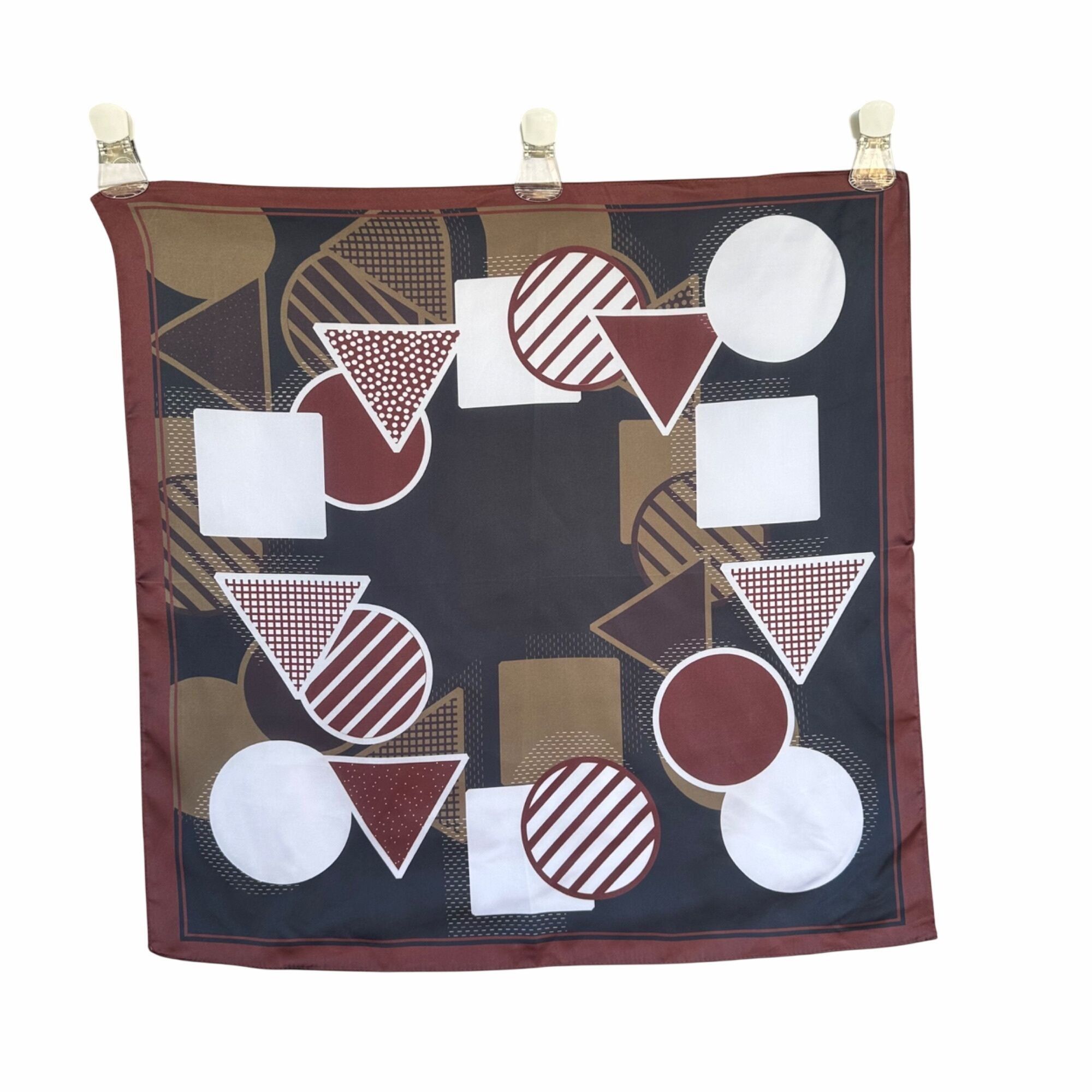 Other New Elegant Women Scarf Geometric Brown White Retro Stylish Size ONE SIZE - 3 Thumbnail