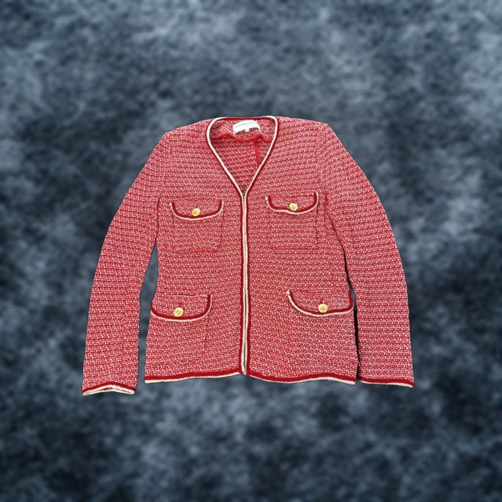 Gerard Darel Gerard Darel Paris Cardigan Sweater Womens L Red White Jacket Button Chunky V-Neck Knit 100% Cotton Womens Large Red Paris Cardigan Sweater Mens? Size L / US 10 / IT 46 - 1 Thumbnail