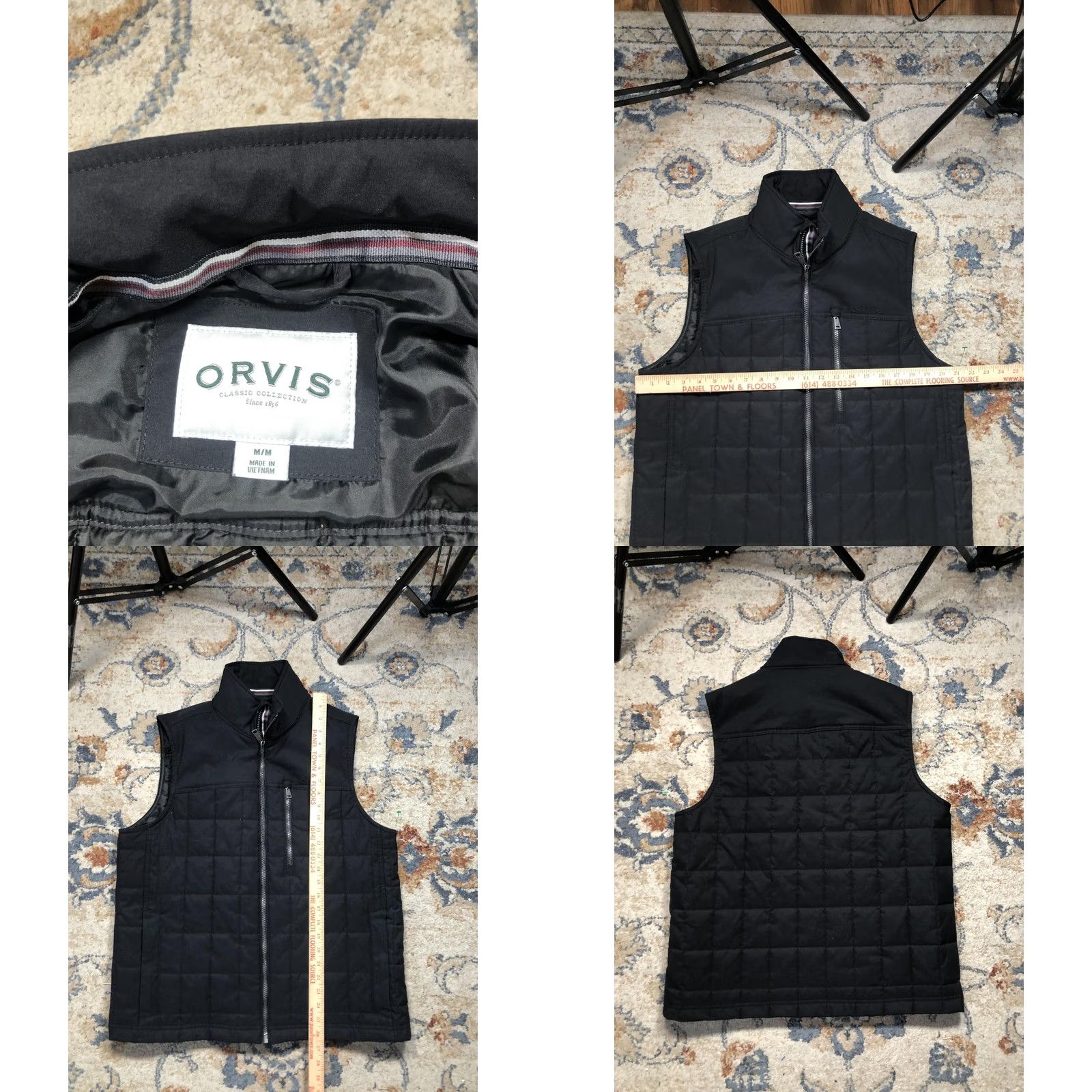Orvis VINTAGE Orvis Mens Vest M Black Quilted Insulated Full Zip Chest Pocket Size US M / EU 48-50 / 2 - 8 Thumbnail