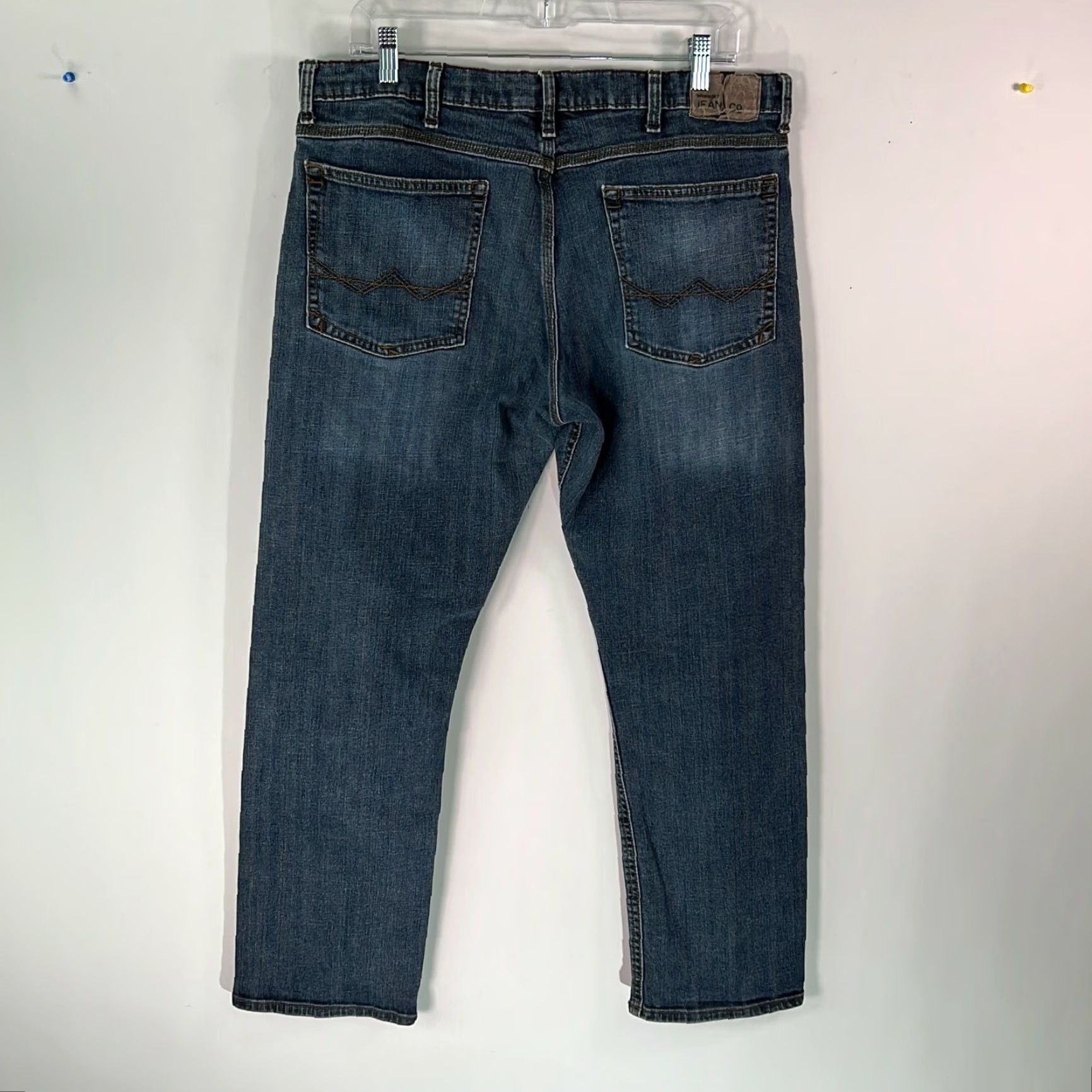 Wrangler Wrangler Jeans Mens Flat Front Straight Leg Blue Slim Denim 36X30 Regular 5-Pocket Denim Jeans Mens Size US 36 / EU 52 - 2 Thumbnail