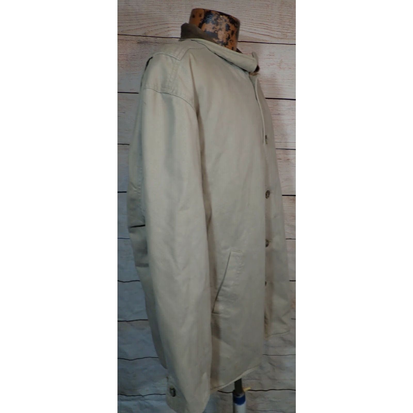 Lee VINTAGE Lee Men's Cotton Work Jacket Lined Coat sz M Beige Casual Outdoor Retro Leather Collar | Machine Washable | Fall Winter Spring Summer Size US M / EU 48-50 / 2 - 4 Thumbnail