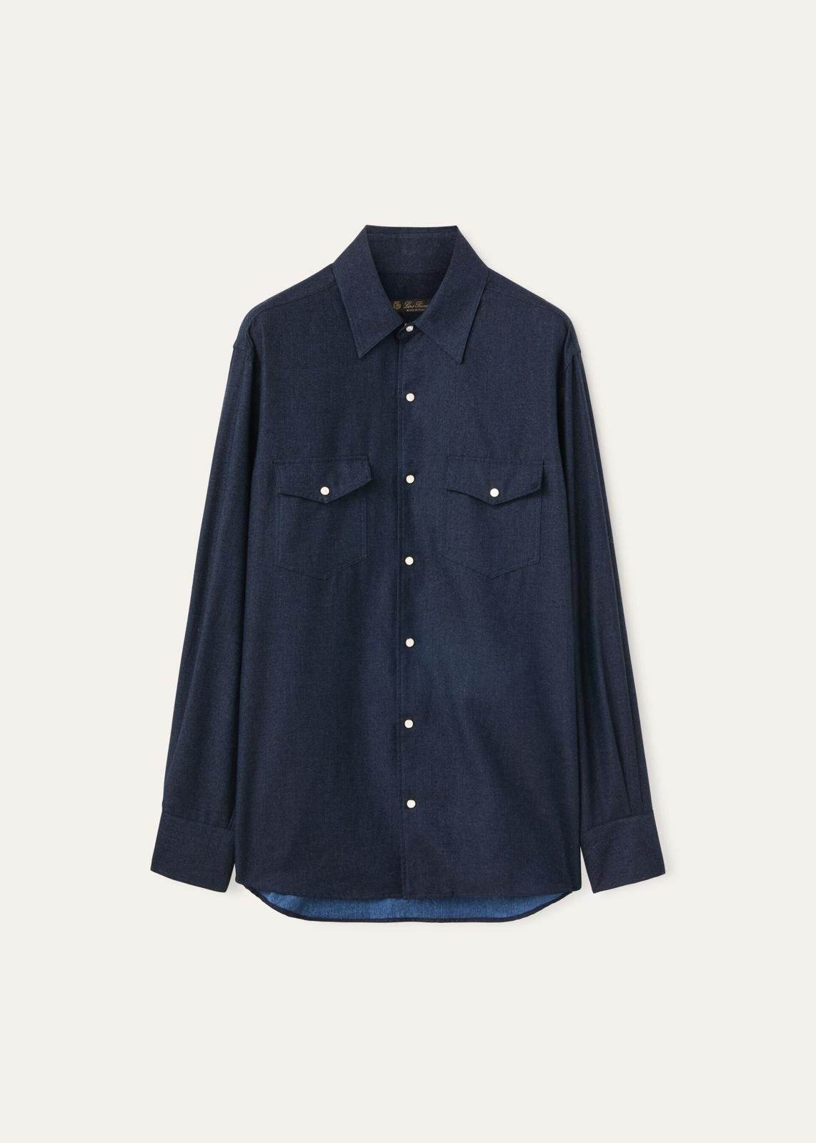 Loro Piana o1srvl11e0125 FAO0974 Thomas Snapp Shirt in Navy Blue Size M / US 6-8 / IT 42-44 - 1 Thumbnail