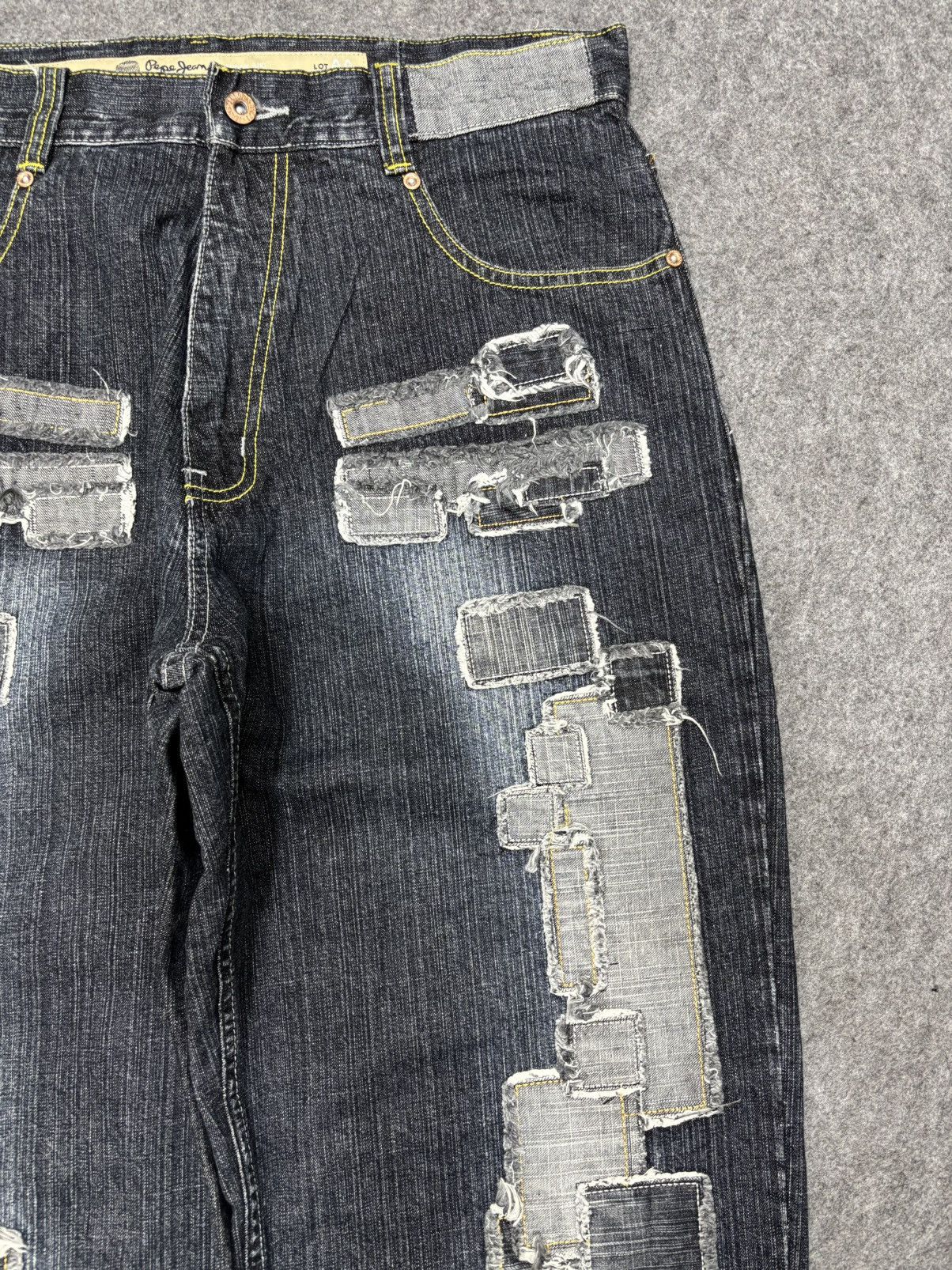 Japanese Brand 💥Baggy Patchwork💥Sick Rapper Pepe Patchwork Denim F687 Size US 35 - 10 Thumbnail