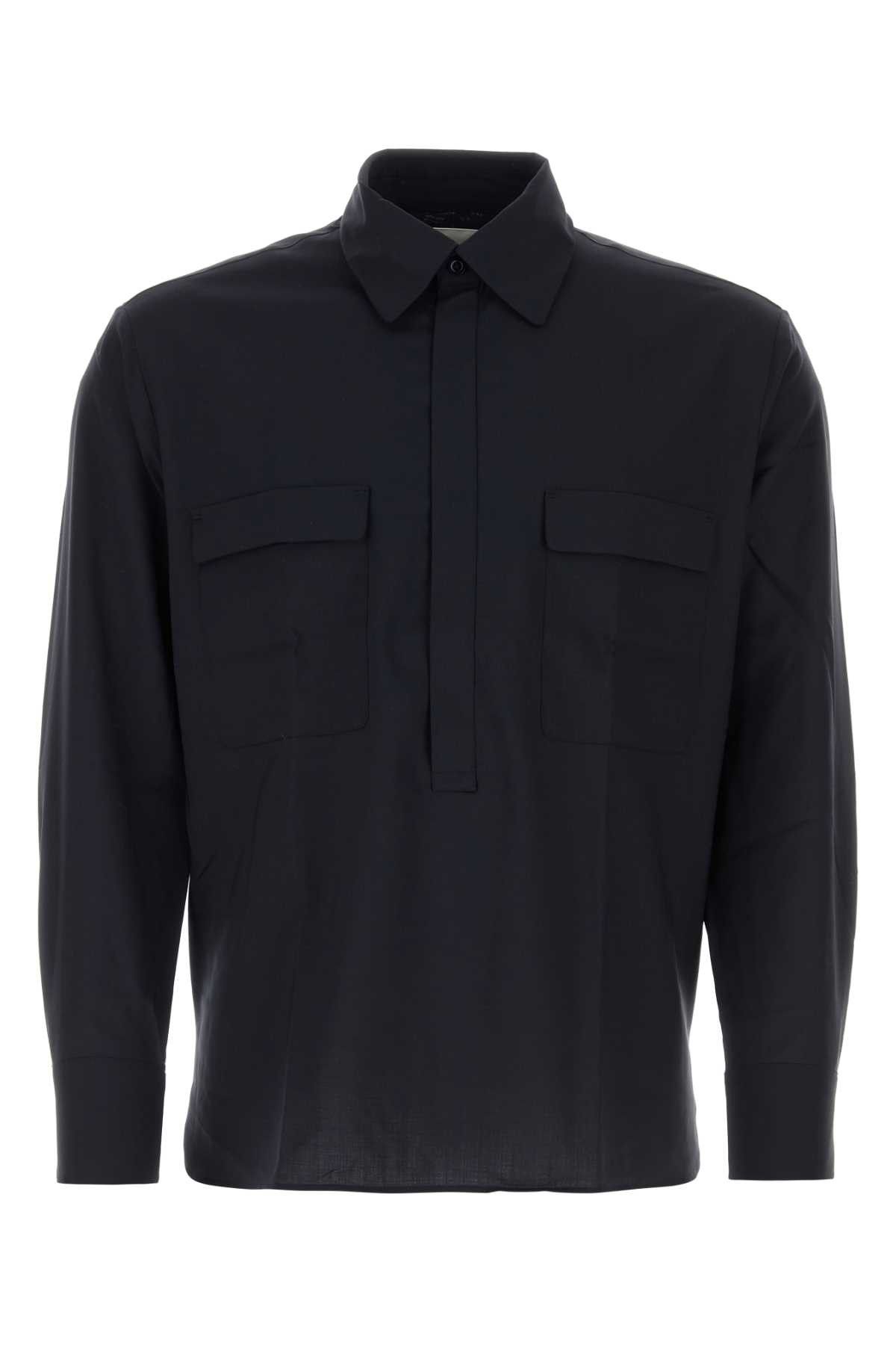 image of Pt Torino Blue Wool Shirt, Men's (Size Large)