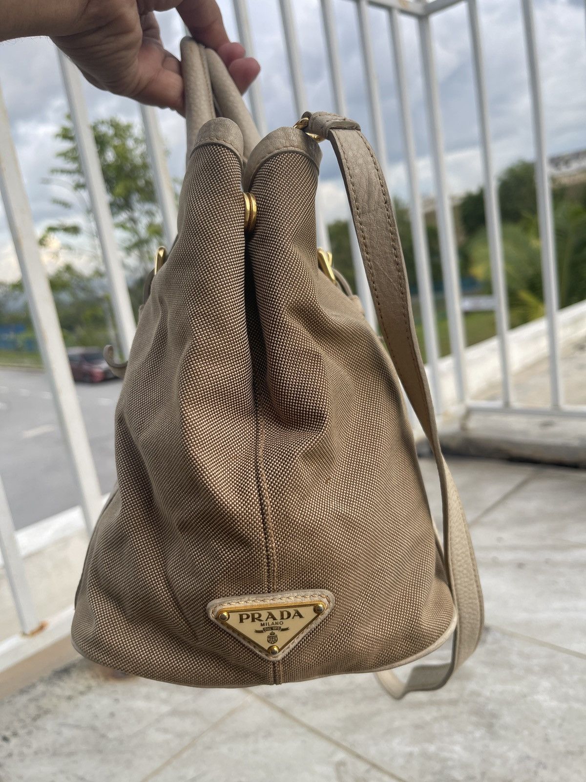 Prada Prada Logo Jacquard Canvas Bag Size ONE SIZE - 4 Thumbnail