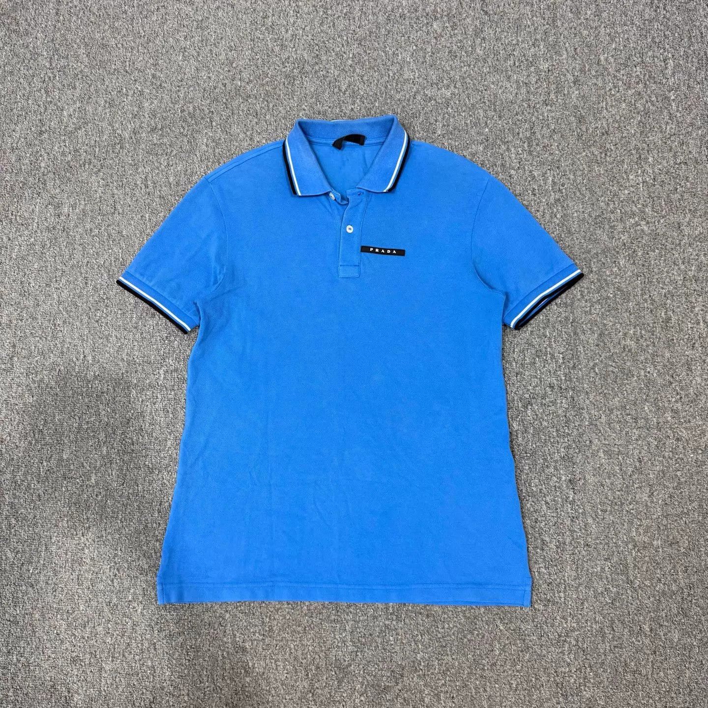 Prada Prada Blue Chest Logo Short Sleeve Polo M 95 New Size US M / EU 48-50 / 2 - 1 Thumbnail